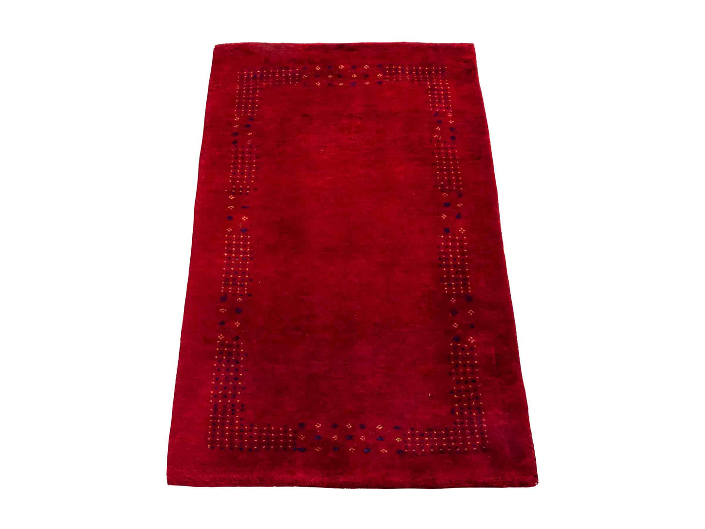 Handgeknüpfter Indo Loribaft Orientteppich von Khademi aus Wolle, rot. Geometrisches Nomaden-Design. Von Hand geknüpft in Indien. Größe: 100x60cm. Teppichnummer: KB4-1750. Verkauf durch Jupiter Intl.