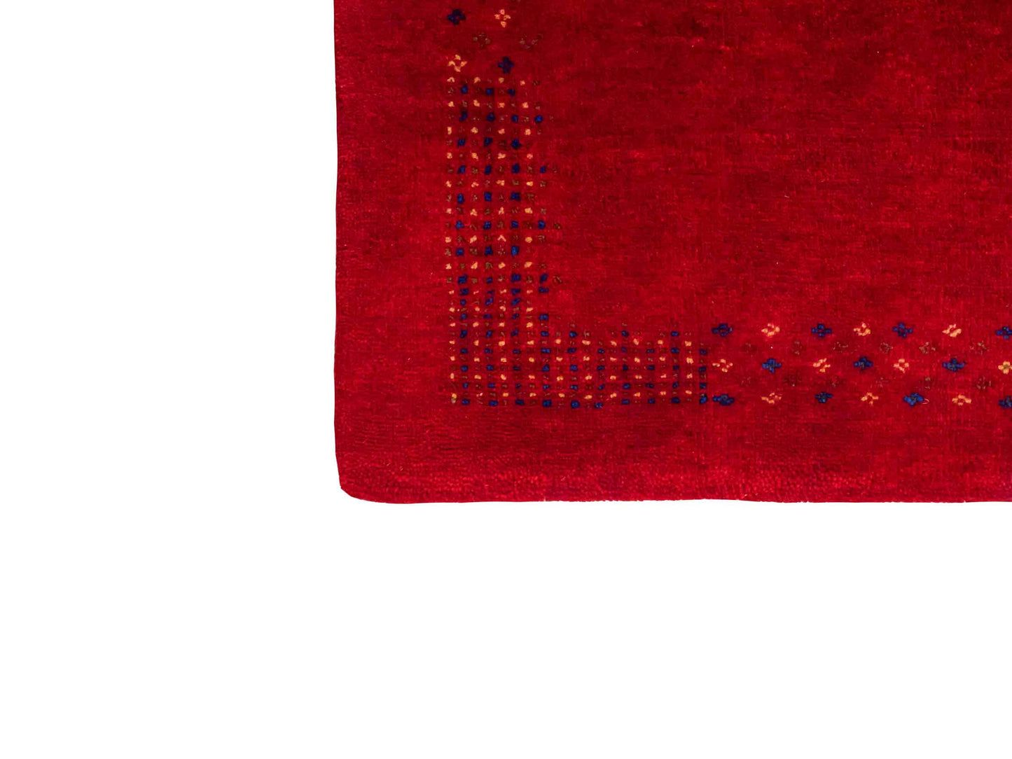 Handgeknüpfter Indo Loribaft Orientteppich von Khademi aus Wolle, rot. Geometrisches Nomaden-Design. Von Hand geknüpft in Indien. Größe: 100x60cm. Teppichnummer: KB4-1750. Verkauf durch Jupiter Intl.