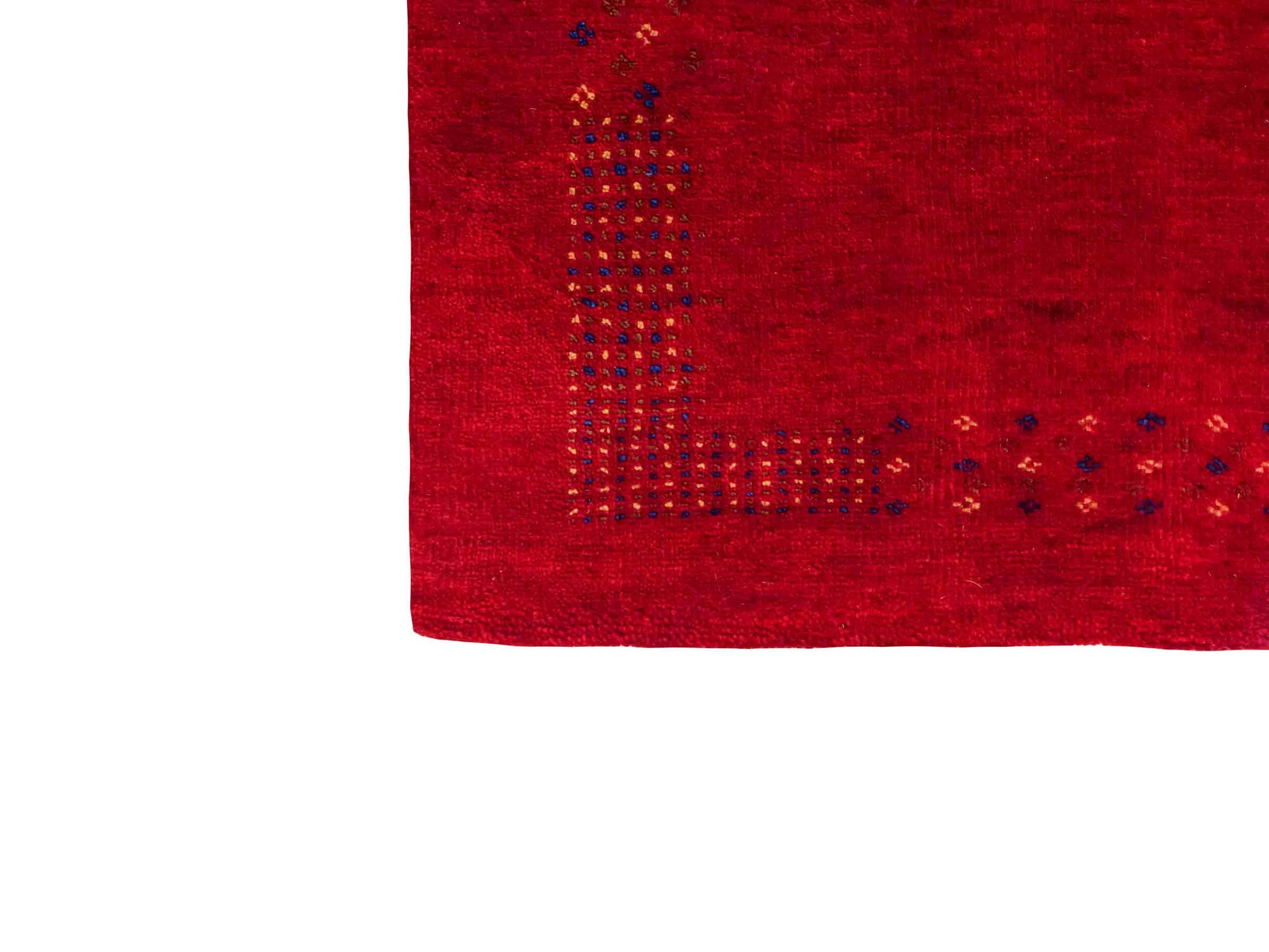 Handgeknüpfter Indo Loribaft Orientteppich von Khademi aus Wolle, rot. Geometrisches Nomaden-Design. Von Hand geknüpft in Indien. Größe: 100x61cm. Teppichnummer: KB4-1760. Verkauf durch Jupiter Intl.