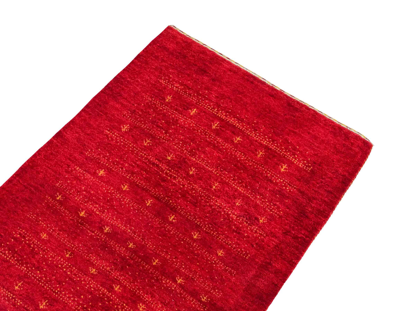 Handgeknüpfter Indo Loribaft Orientteppich von Khademi aus Wolle, rot. Geometrisches Nomaden-Design. Von Hand geknüpft in Indien. Größe: 90x63cm. Teppichnummer: KB4-1756. Verkauf durch Jupiter Intl.