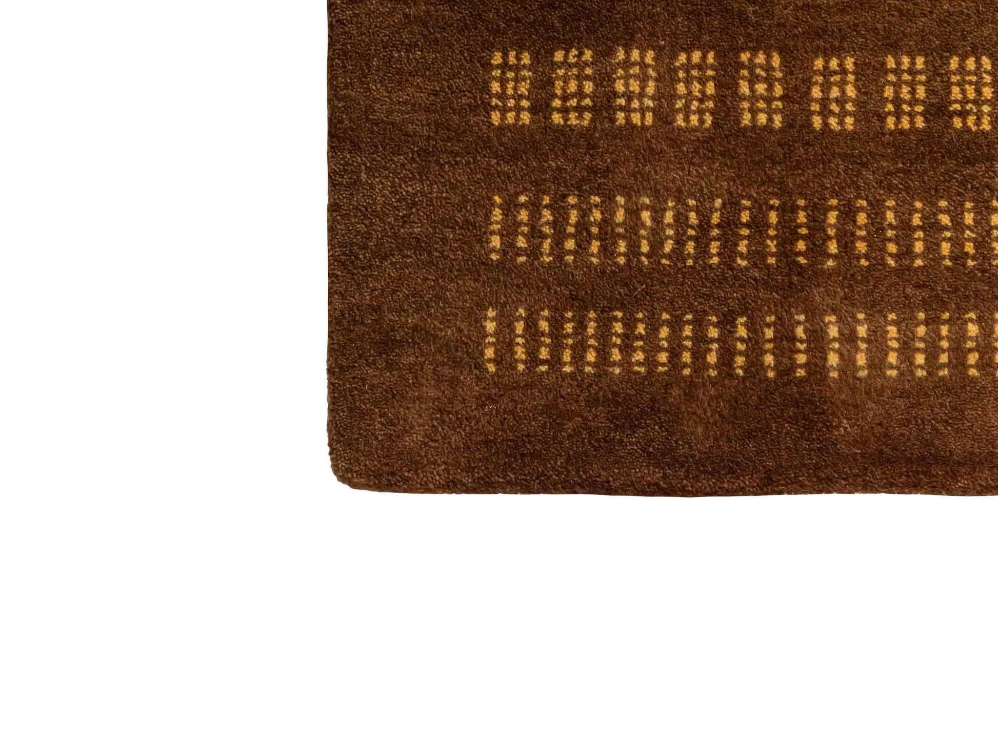 Handgeknüpfter Indo Loribaft Orientteppich von Khademi aus Wolle, braun. Geometrisches Nomaden-Design. Von Hand geknüpft in Indien. Größe: 91x61cm. Teppichnummer: KB4-1757. Verkauf durch Jupiter Intl.