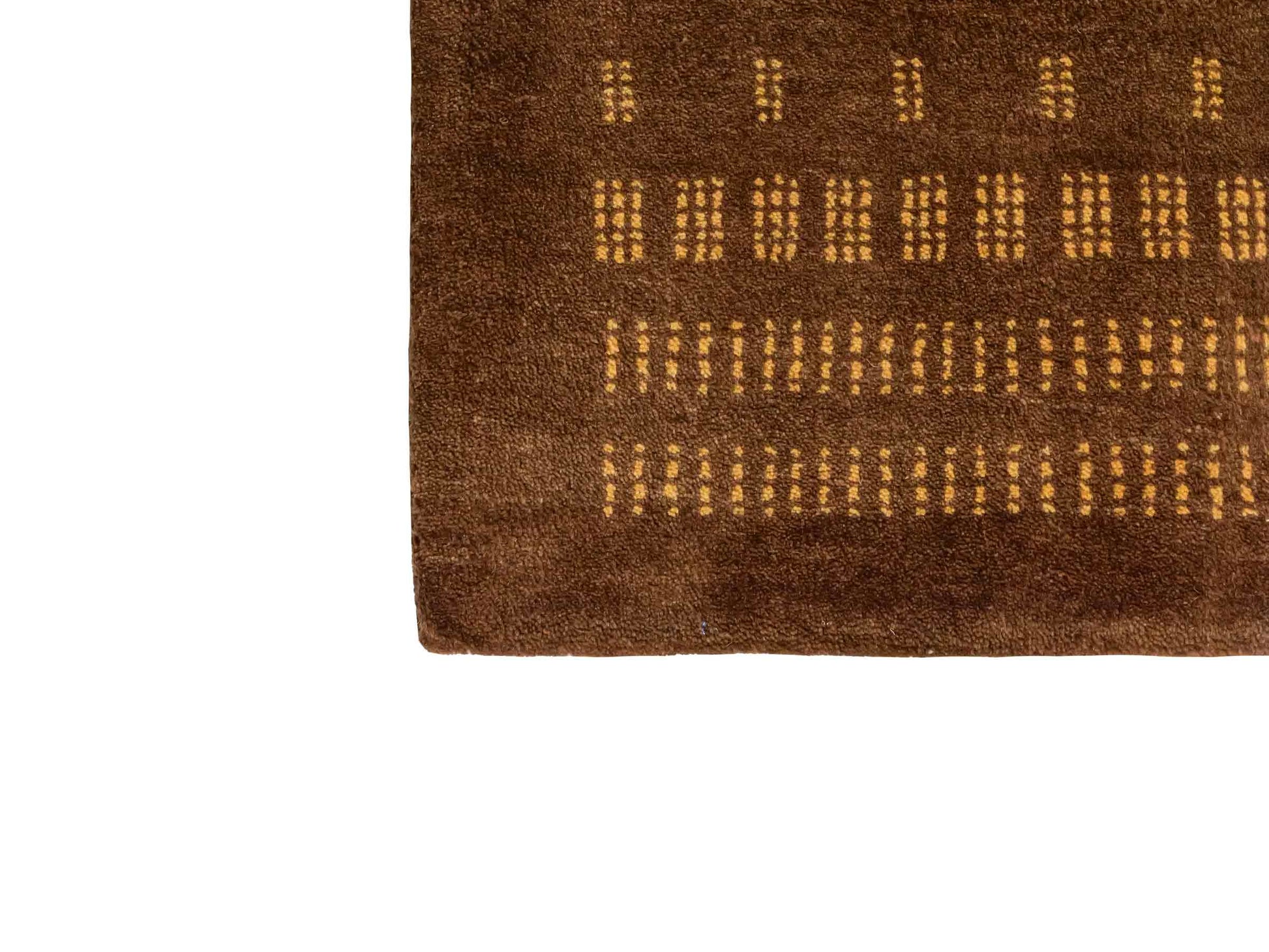 Handgeknüpfter Indo Loribaft Orientteppich von Khademi aus Wolle, braun. Geometrisches Nomaden-Design. Von Hand geknüpft in Indien. Größe: 91x61cm. Teppichnummer: KB4-1758. Verkauf durch Jupiter Intl.