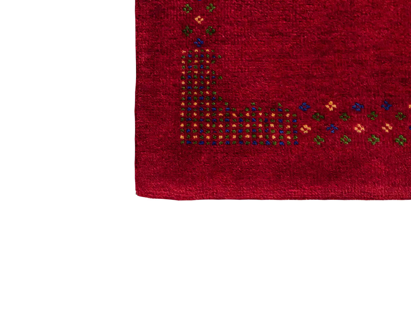 Handgeknüpfter Indo Loribaft Orientteppich von Khademi aus Wolle, rot. Geometrisches Nomaden-Design. Von Hand geknüpft in Indien. Größe: 92x62cm. Teppichnummer: KB4-1729. Verkauf durch Jupiter Intl.