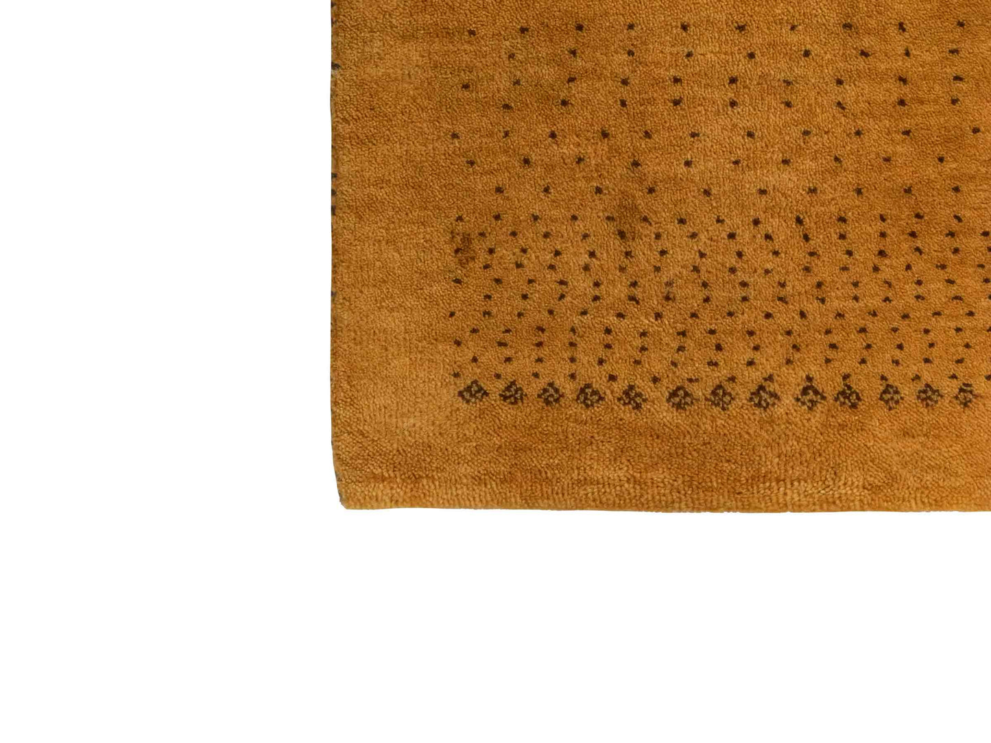 Handgeknüpfter Indo Loribaft Orientteppich von Khademi aus Wolle, gold. Geometrisches Nomaden-Design. Von Hand geknüpft in Indien. Größe: 93x60cm. Teppichnummer: KB4-1720. Verkauf durch Jupiter Intl.