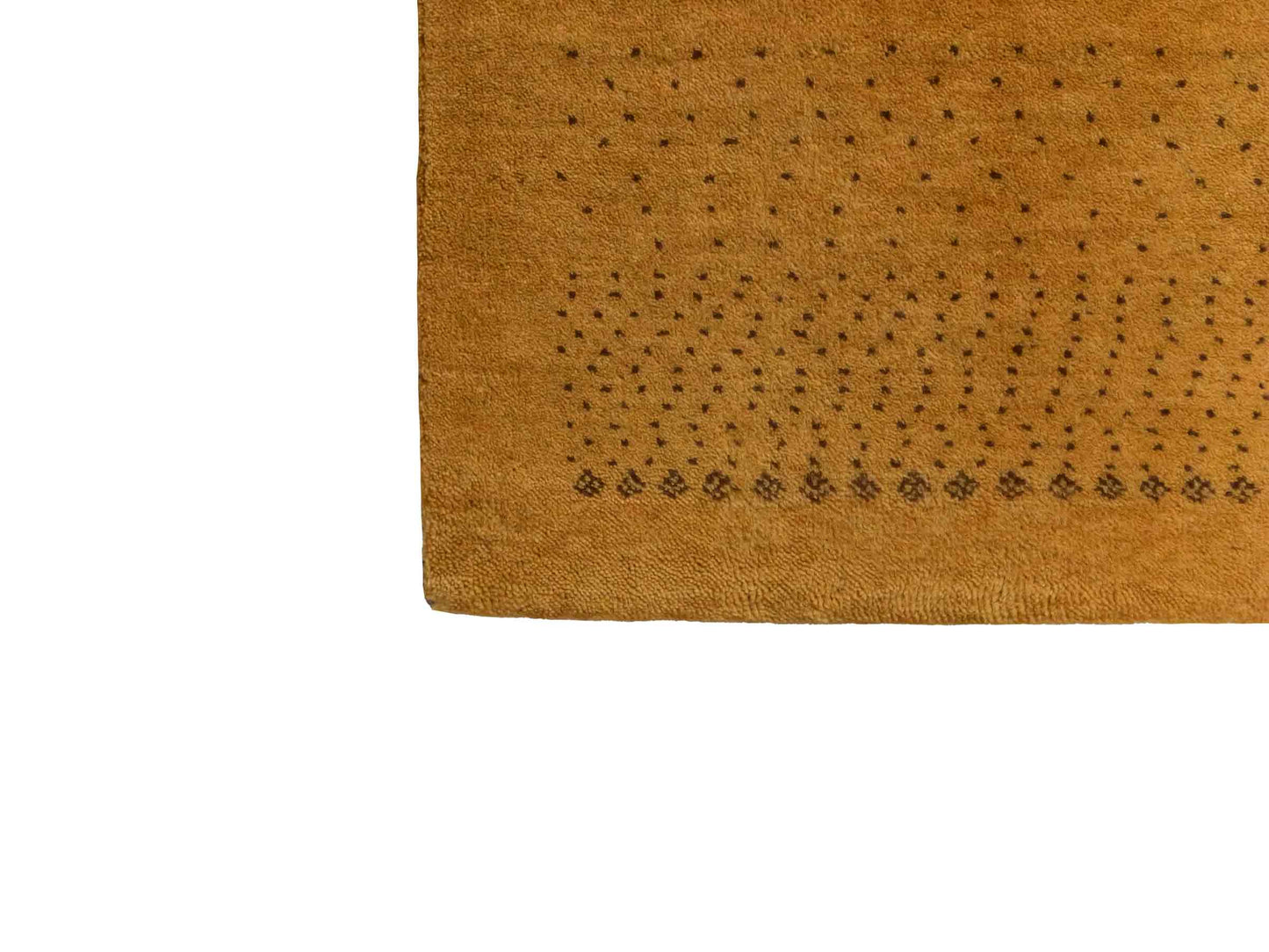 Handgeknüpfter Indo Loribaft Orientteppich von Khademi aus Wolle, gold. Geometrisches Nomaden-Design. Von Hand geknüpft in Indien. Größe: 93x63cm. Teppichnummer: KB4-1736. Verkauf durch Jupiter Intl.