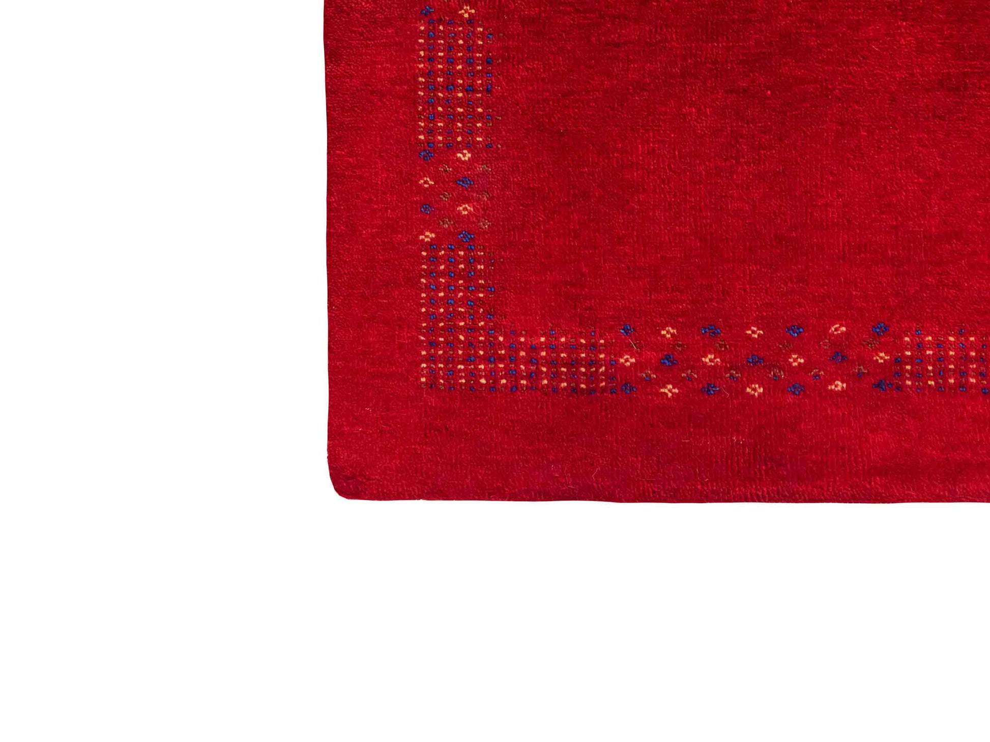 Handgeknüpfter Indo Loribaft Orientteppich von Khademi aus Wolle, rot. Geometrisches Nomaden-Design. Von Hand geknüpft in Indien. Größe: 93x63cm. Teppichnummer: KB4-1767. Verkauf durch Jupiter Intl.