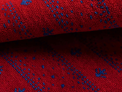 Handgeknüpfter Indo Loribaft Orientteppich von Khademi aus Wolle, rot. Geometrisches Nomaden-Design. Von Hand geknüpft in Indien. Größe: 94x63cm. Teppichnummer: KB4-1732. Verkauf durch Jupiter Intl.