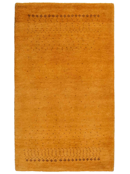 Handgeknüpfter Indo Loribaft Orientteppich von Khademi aus Wolle, gold. Geometrisches Nomaden-Design. Von Hand geknüpft in Indien. Größe: 95x60cm. Teppichnummer: KB4-1761. Verkauf durch Jupiter Intl.