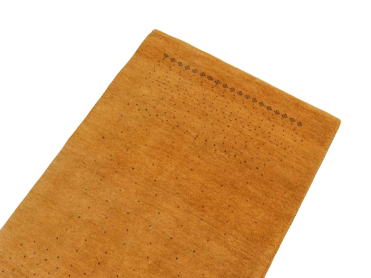 Handgeknüpfter Indo Loribaft Orientteppich von Khademi aus Wolle, gold. Geometrisches Nomaden-Design. Von Hand geknüpft in Indien. Größe: 95x60cm. Teppichnummer: KB4-1761. Verkauf durch Jupiter Intl.