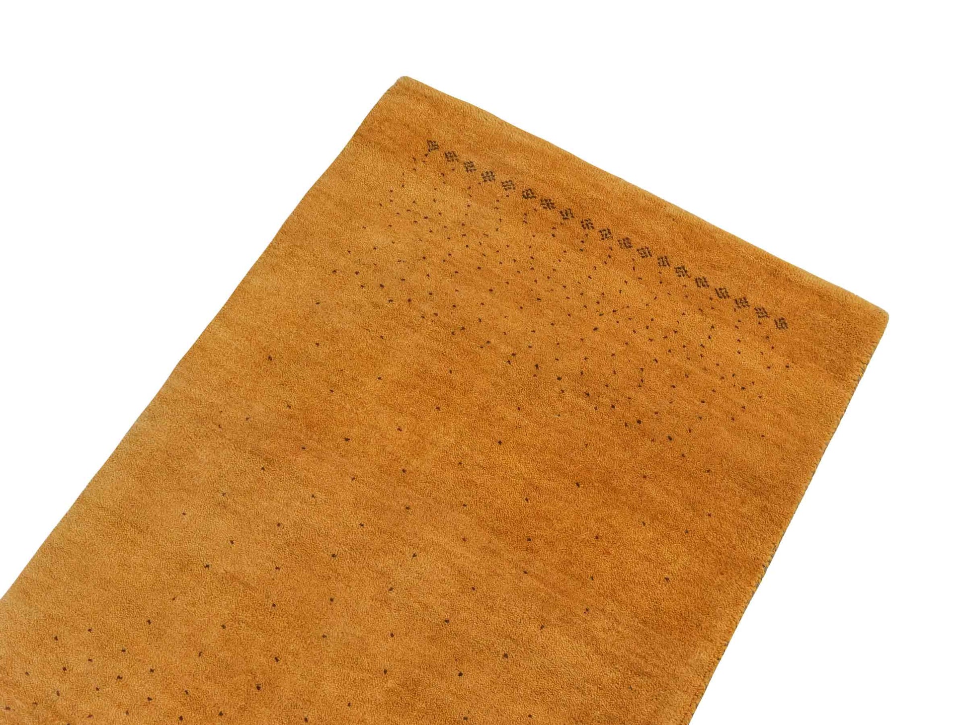 Handgeknüpfter Indo Loribaft Orientteppich von Khademi aus Wolle, gold. Geometrisches Nomaden-Design. Von Hand geknüpft in Indien. Größe: 95x60cm. Teppichnummer: KB4-1761. Verkauf durch Jupiter Intl.