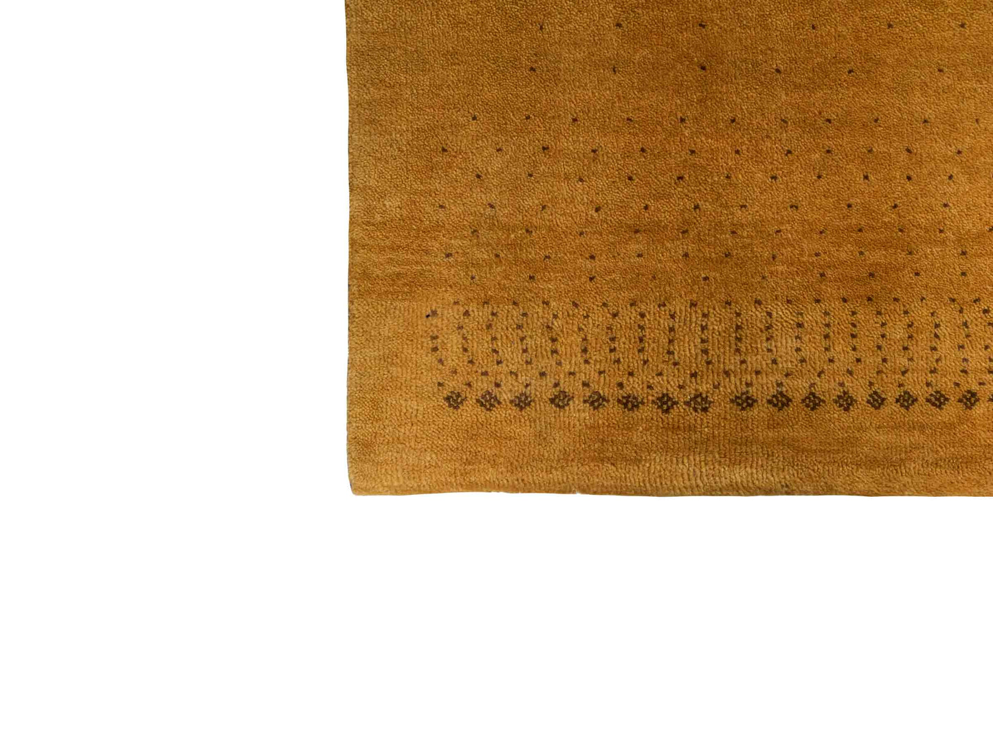 Handgeknüpfter Indo Loribaft Orientteppich von Khademi aus Wolle, gold. Geometrisches Nomaden-Design. Von Hand geknüpft in Indien. Größe: 95x60cm. Teppichnummer: KB4-1761. Verkauf durch Jupiter Intl.