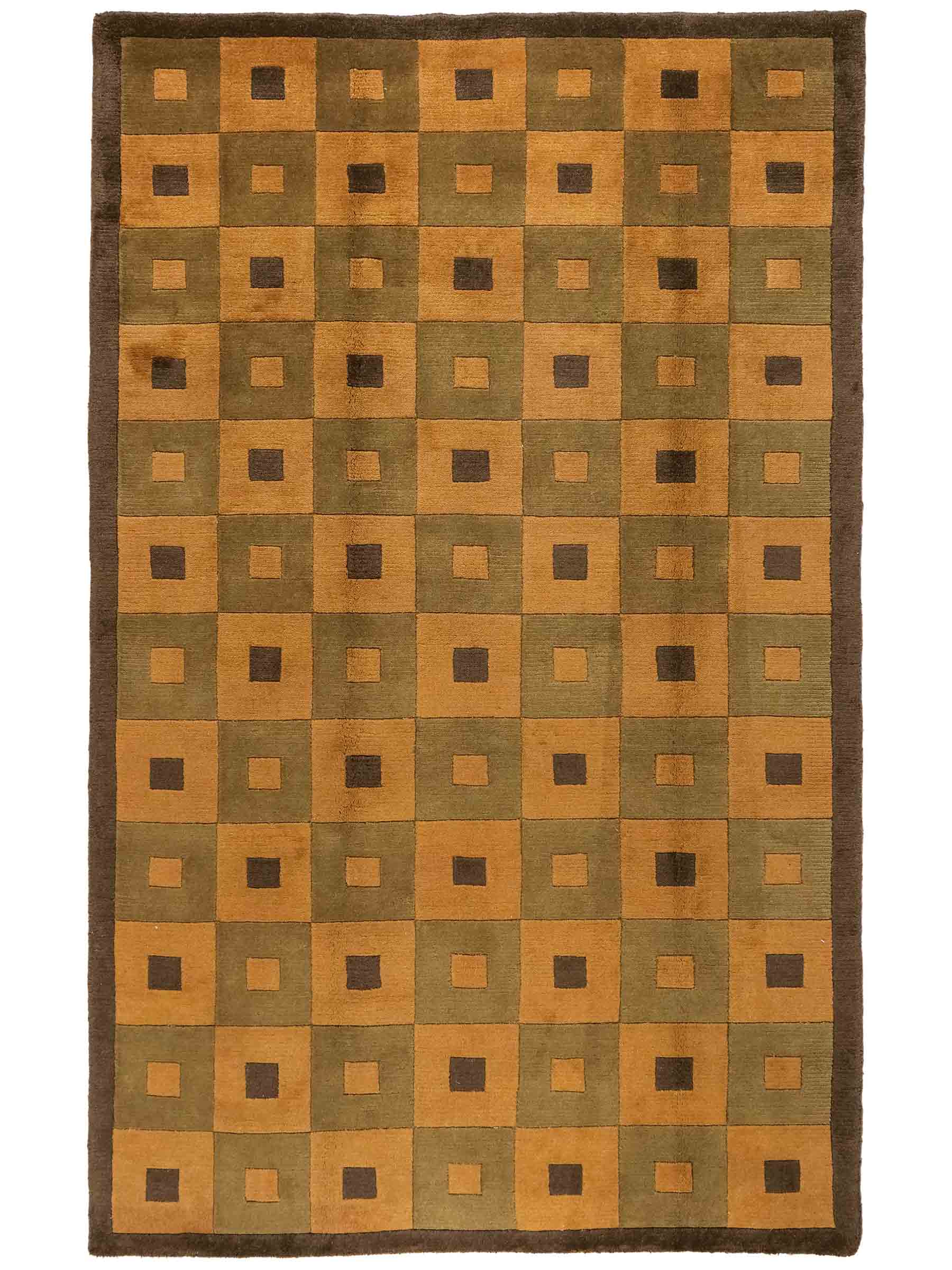 Handgeknüpfter Indo Nepal Orientteppich aus Wolle von Khademi. Größe: 245 x 155 cm. Farbe: Grün, beige. Verkauf durch JUPITER Intl.