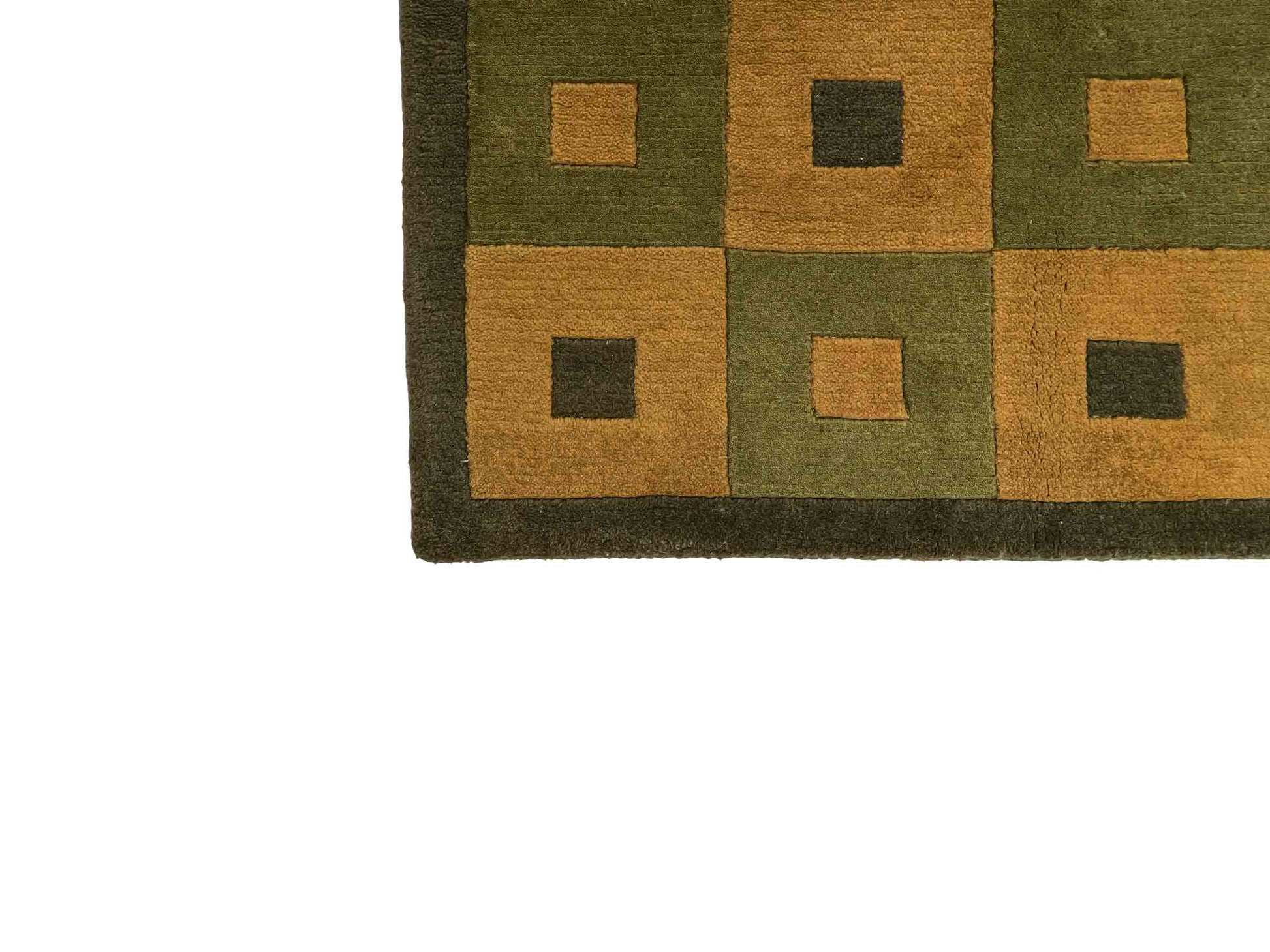 Handgeknüpfter Indo Nepal Orientteppich aus Wolle von Khademi. Größe: 245 x 155 cm. Farbe: Grün, beige. Verkauf durch JUPITER Intl.