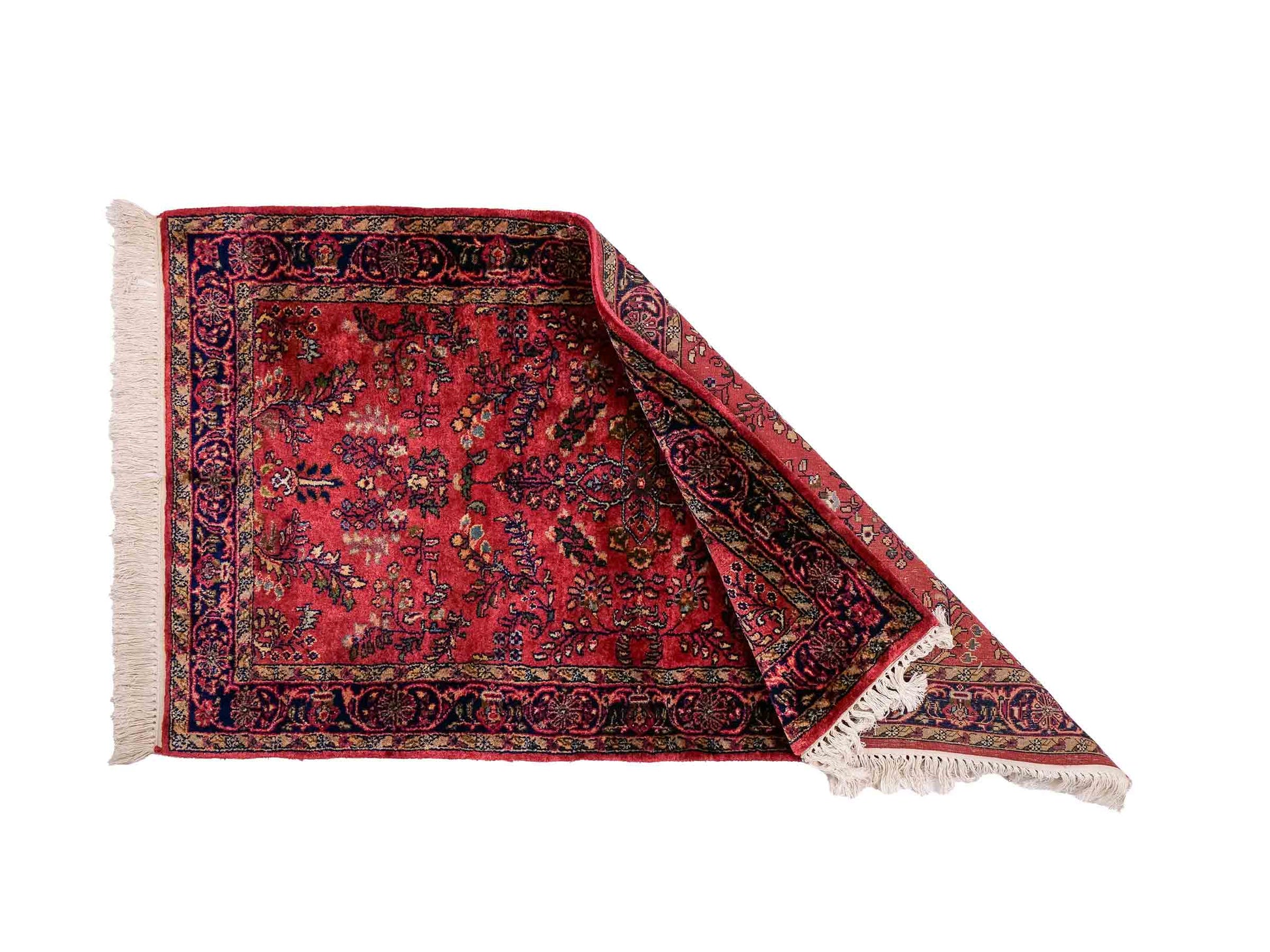 Feiner, handgeknüpfter Indo Sarough Orientteppich aus Wolle von Khademi. Größe: 159 x 91 cm. Farbe: Rot Verkauf durch JUPITER Intl.