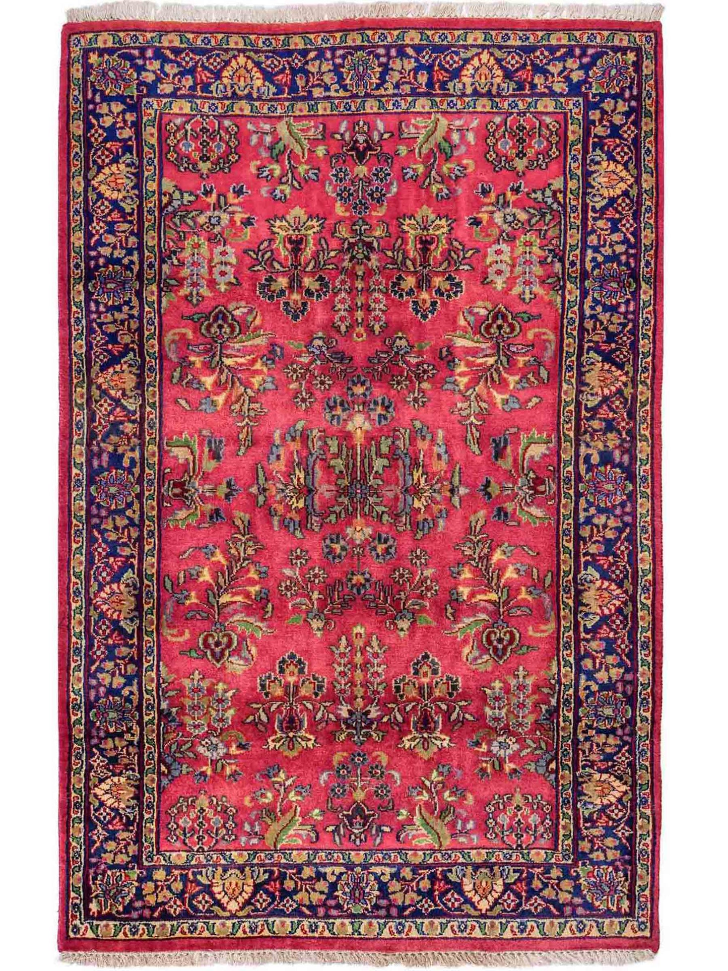 Handgeknüpfter, indischer Orientteppich mit Sarough Design von Khademi aus Wolle, rot. 172x116 cm. Verkauf durch Jupiter Intl.