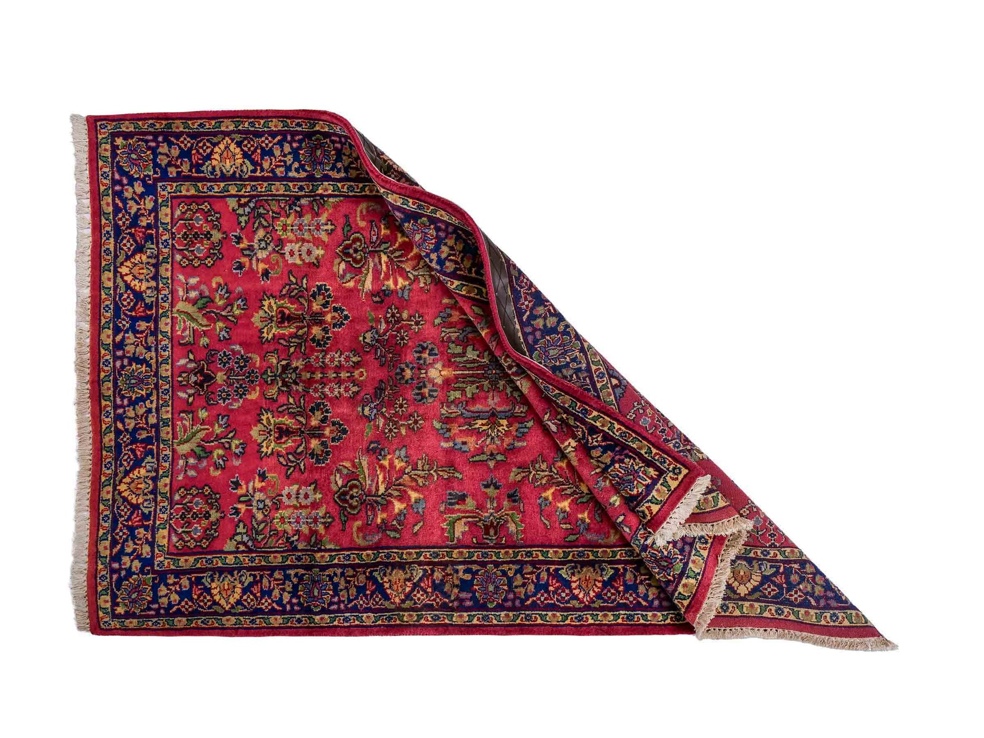 Handgeknüpfter, indischer Orientteppich mit Sarough Design von Khademi aus Wolle, rot. 172x116 cm. Verkauf durch Jupiter Intl.