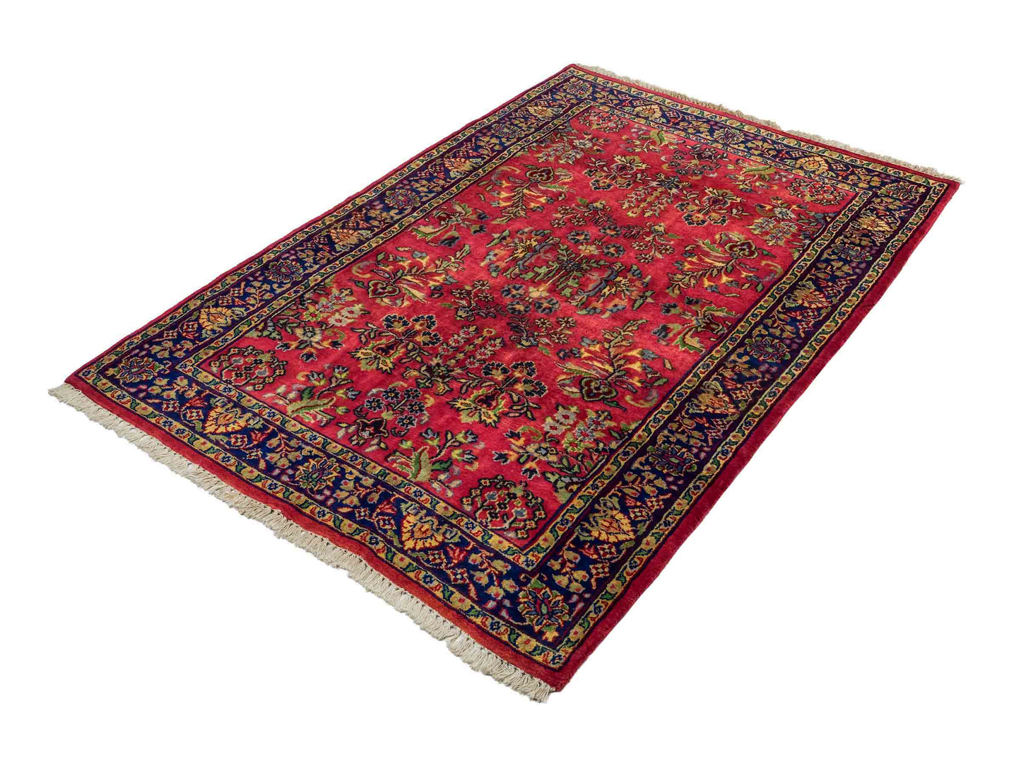 Handgeknüpfter, indischer Orientteppich mit Sarough Design von Khademi aus Wolle, rot. 172x116 cm. Verkauf durch Jupiter Intl.
