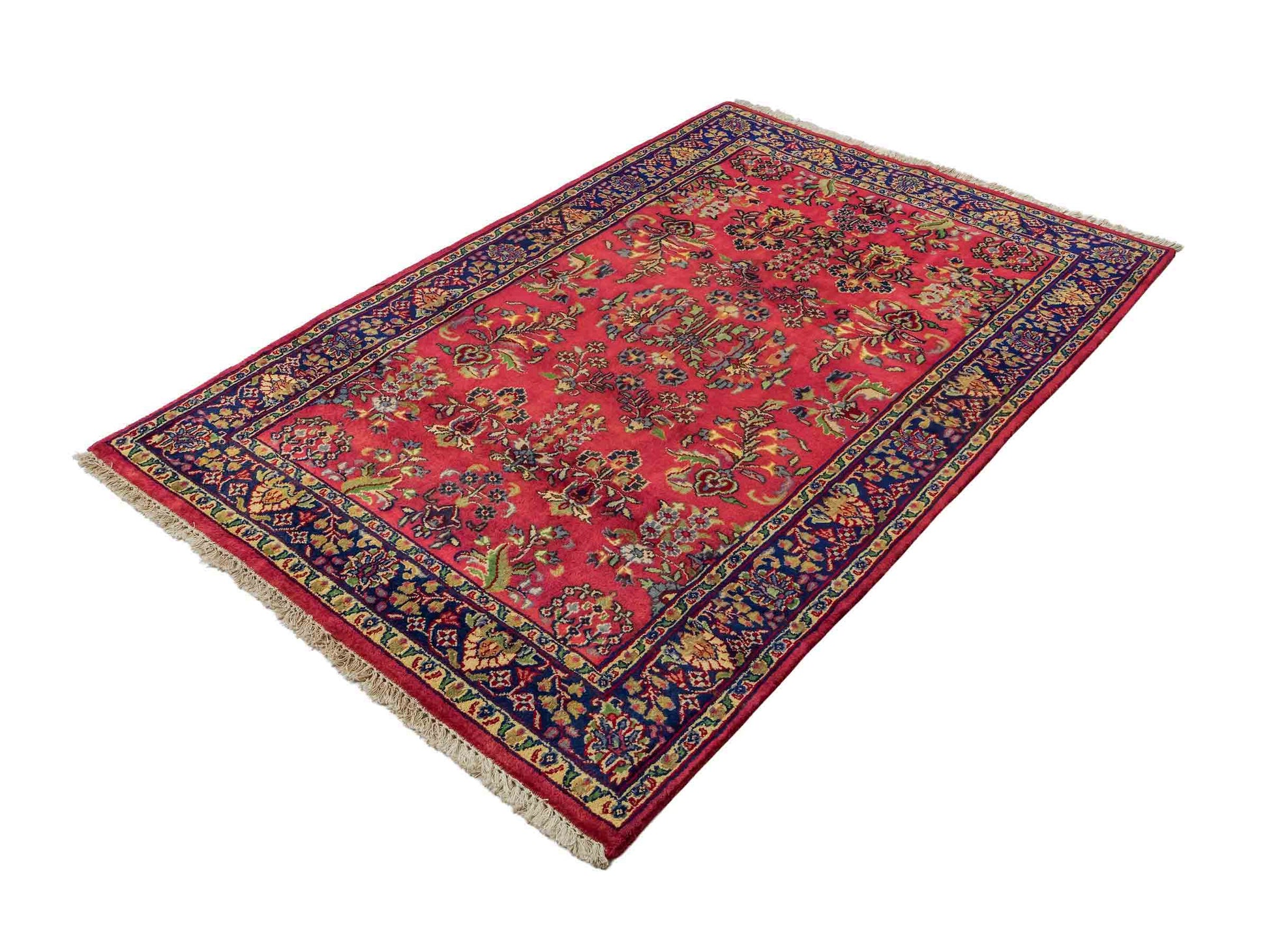 Handgeknüpfter, indischer Orientteppich mit Sarough Design von Khademi aus Wolle, rot. 172x116 cm. Verkauf durch Jupiter Intl.