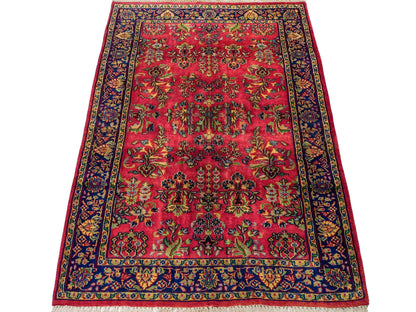 Handgeknüpfter, indischer Orientteppich mit Sarough Design von Khademi aus Wolle, rot. 172x116 cm. Verkauf durch Jupiter Intl.