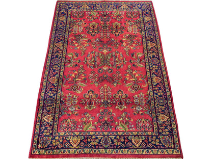 Handgeknüpfter, indischer Orientteppich mit Sarough Design von Khademi aus Wolle, rot. 172x116 cm. Verkauf durch Jupiter Intl.