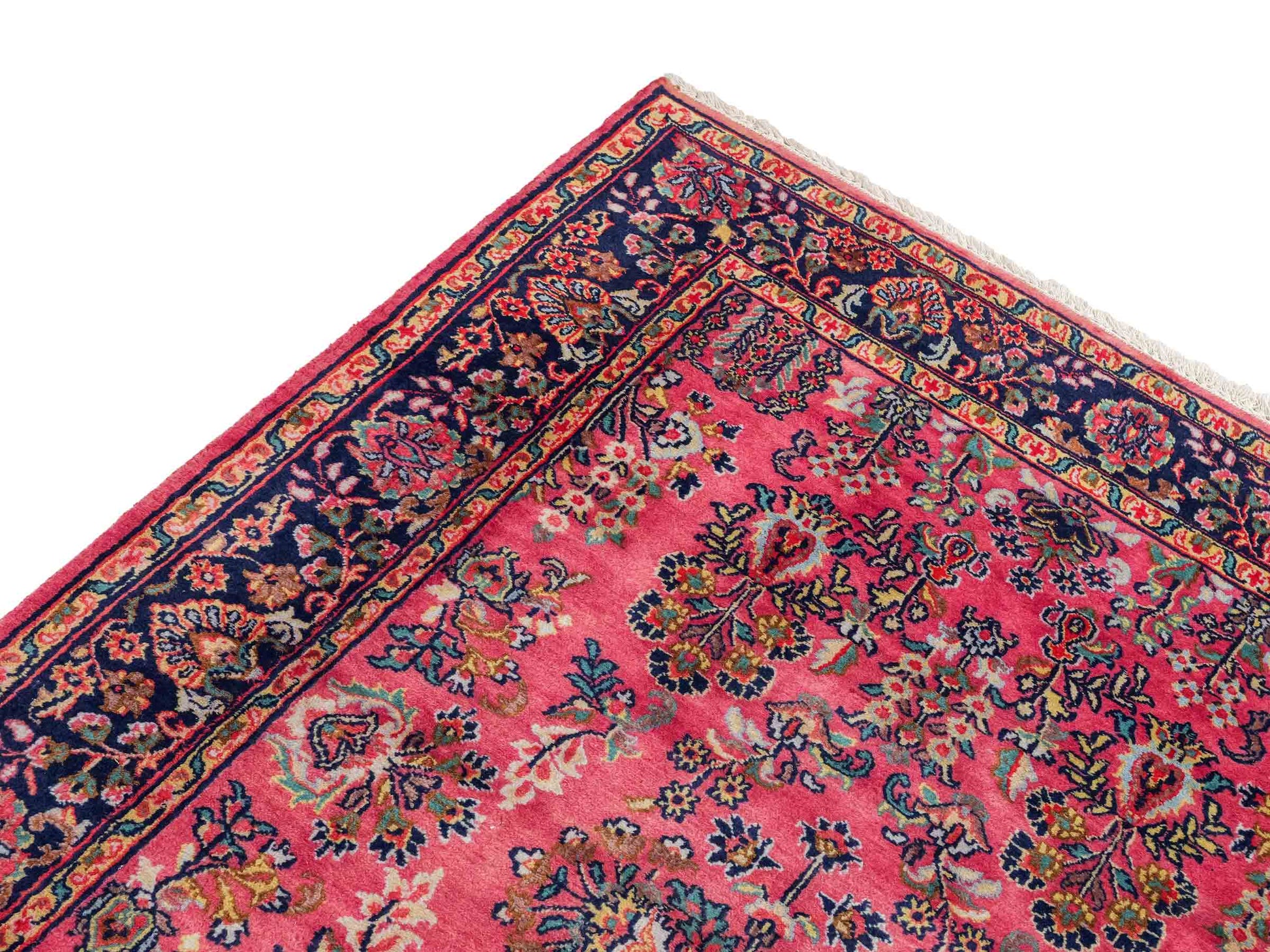 Handgeknüpfter, indischer Orientteppich mit Sarough Design von Khademi aus Wolle, rot. 177x121 cm. Verkauf durch Jupiter Intl.