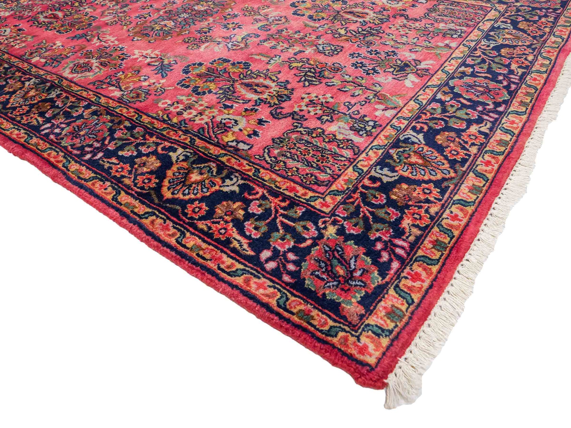 Handgeknüpfter, indischer Orientteppich mit Sarough Design von Khademi aus Wolle, rot. 177x121 cm. Verkauf durch Jupiter Intl.