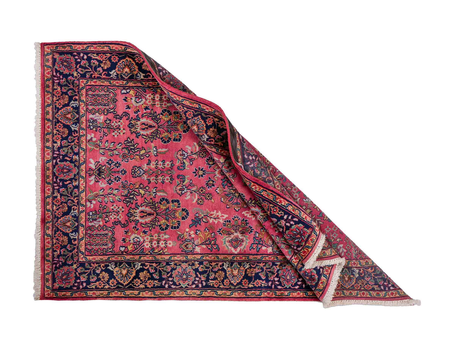 Handgeknüpfter, indischer Orientteppich mit Sarough Design von Khademi aus Wolle, rot. 177x121 cm. Verkauf durch Jupiter Intl.