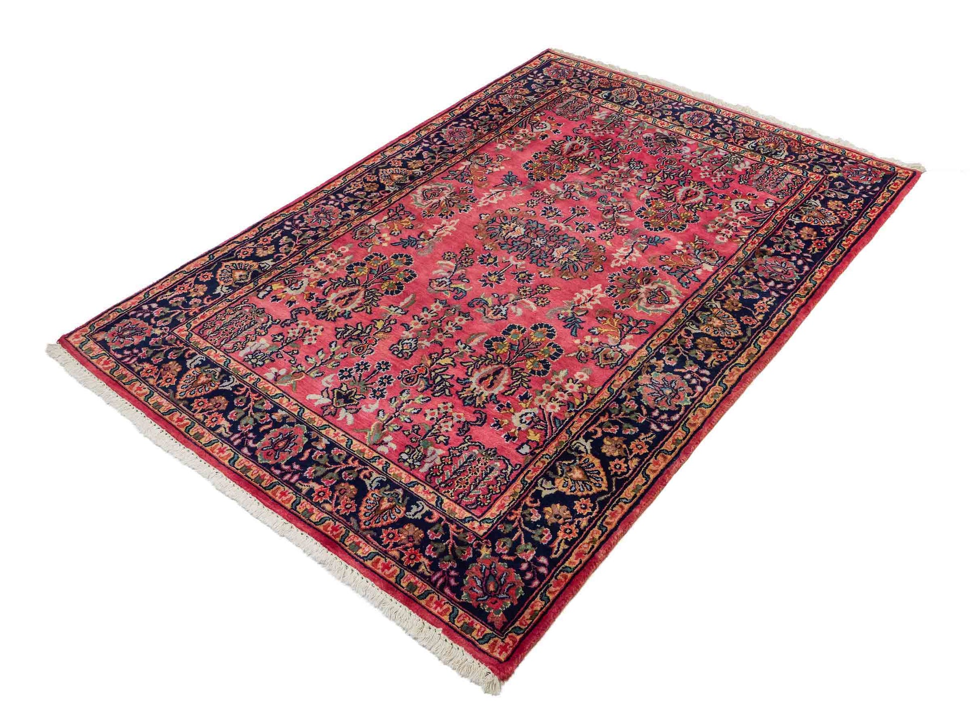 Handgeknüpfter, indischer Orientteppich mit Sarough Design von Khademi aus Wolle, rot. 177x121 cm. Verkauf durch Jupiter Intl.