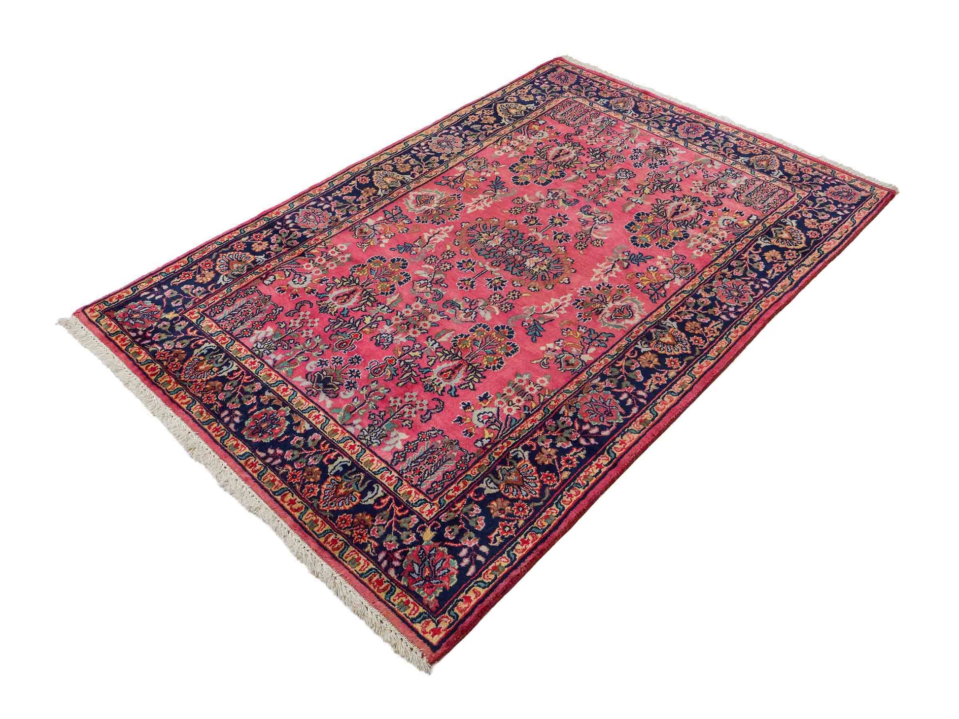 Handgeknüpfter, indischer Orientteppich mit Sarough Design von Khademi aus Wolle, rot. 177x121 cm. Verkauf durch Jupiter Intl.