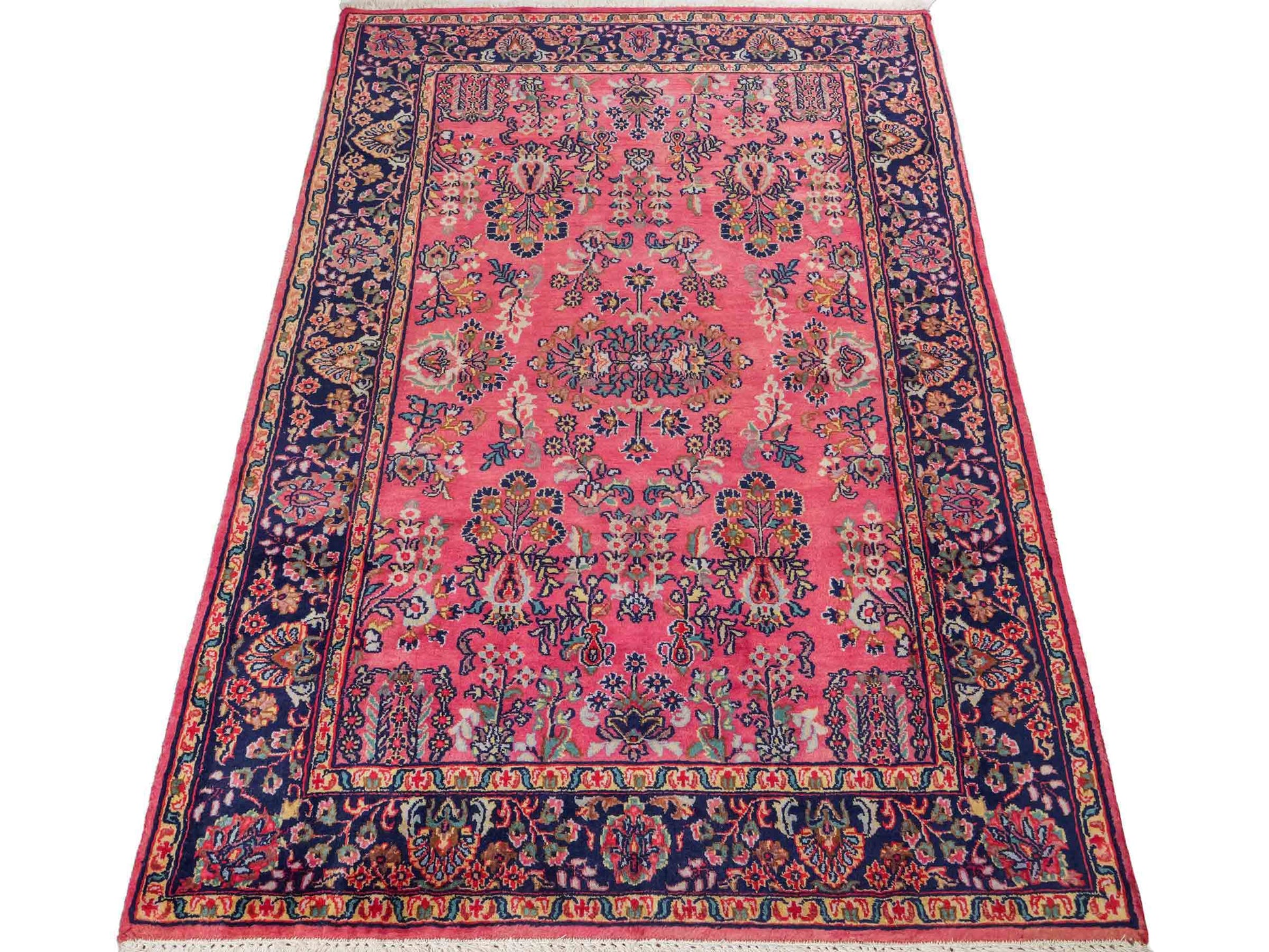 Handgeknüpfter, indischer Orientteppich mit Sarough Design von Khademi aus Wolle, rot. 177x121 cm. Verkauf durch Jupiter Intl.