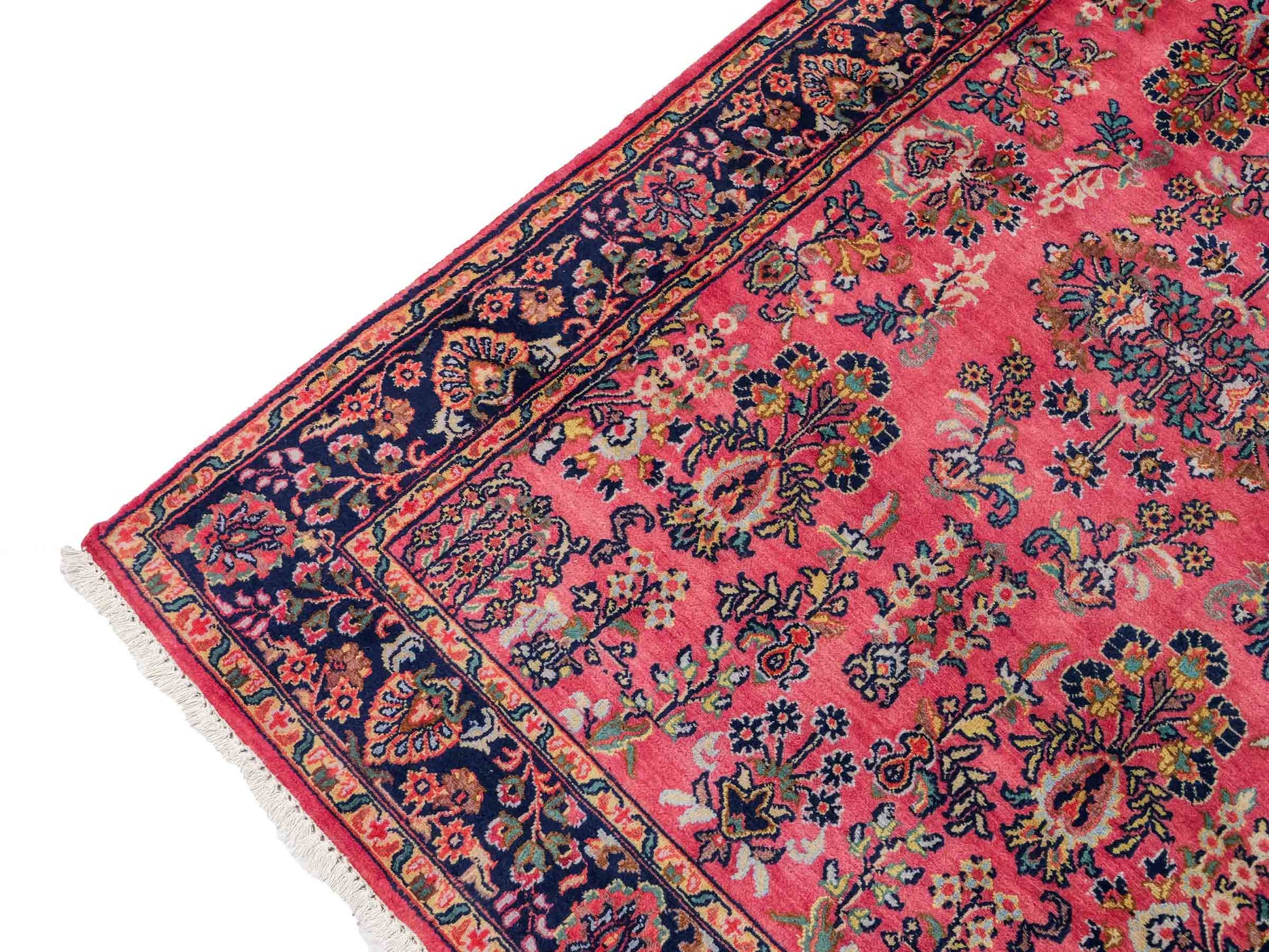Handgeknüpfter, indischer Orientteppich mit Sarough Design von Khademi aus Wolle, rot. 177x121 cm. Verkauf durch Jupiter Intl.