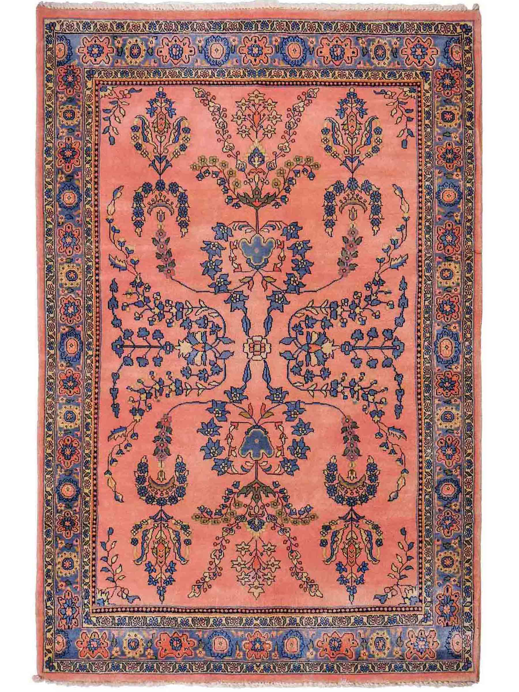 Handgeknüpfter, indischer Orientteppich mit Sarough Design von Khademi aus Wolle, rot. 178x126 cm. Verkauf durch Jupiter Intl.