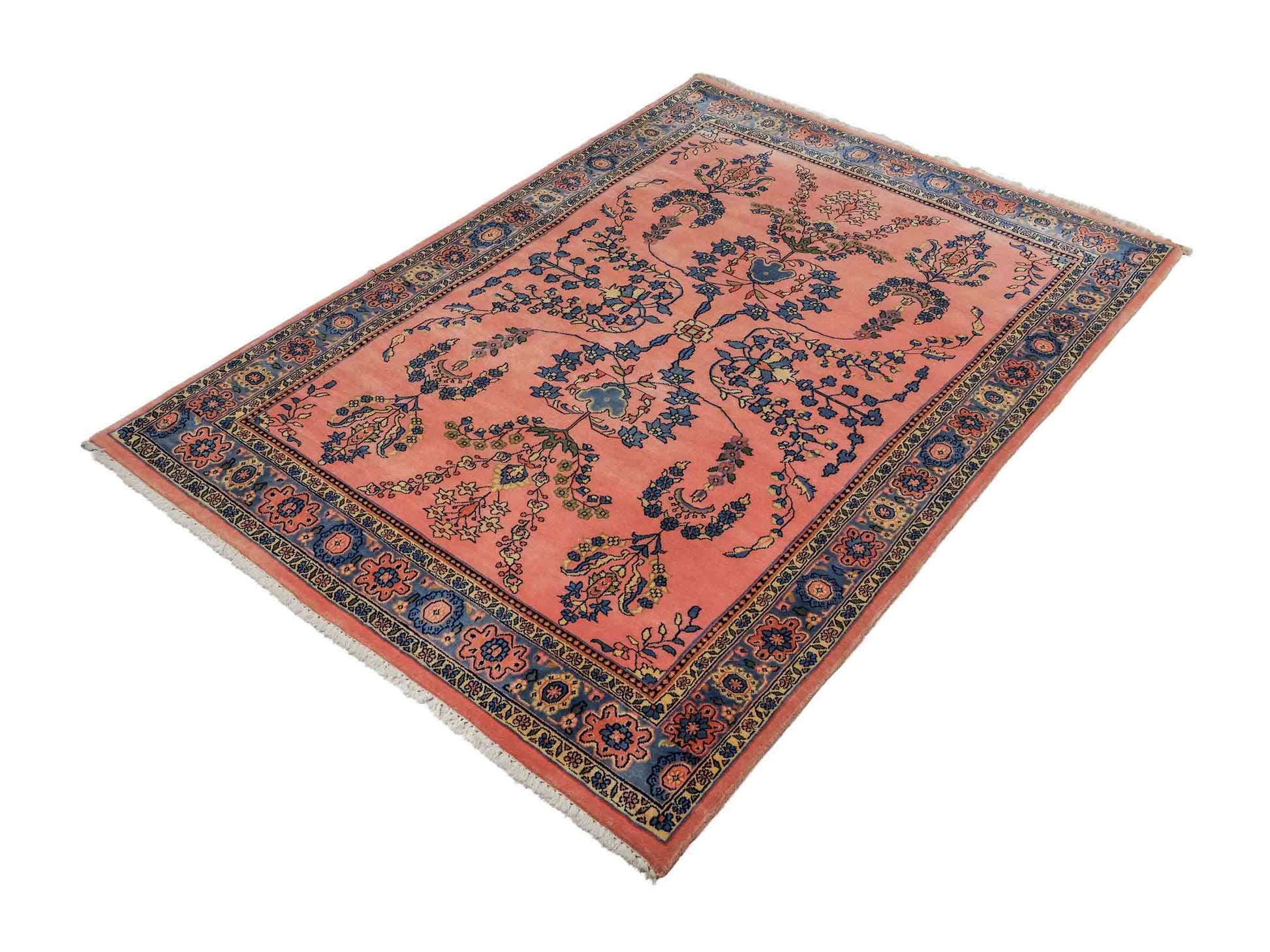Handgeknüpfter, indischer Orientteppich mit Sarough Design von Khademi aus Wolle, rot. 178x126 cm. Verkauf durch Jupiter Intl.