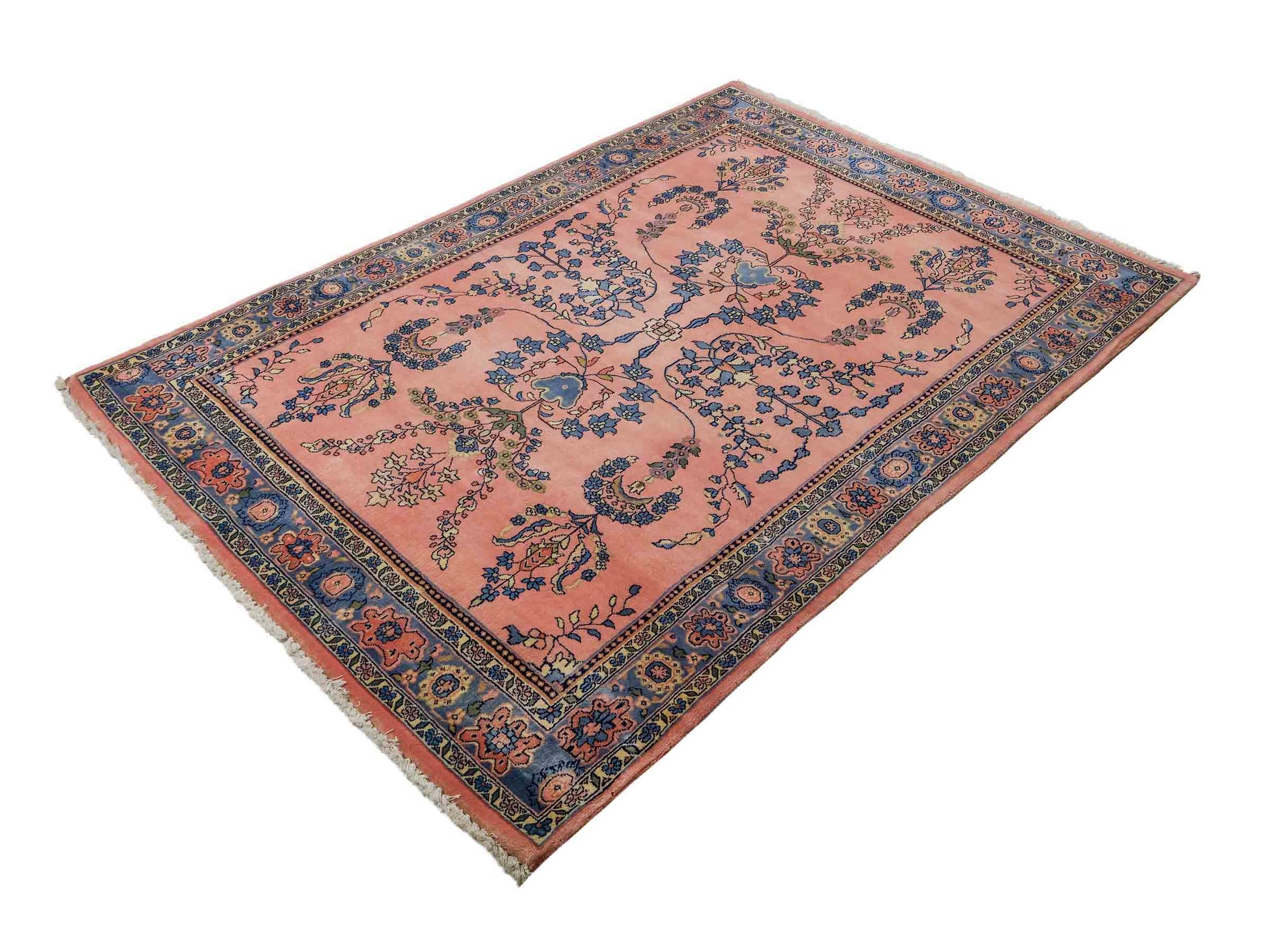 Handgeknüpfter, indischer Orientteppich mit Sarough Design von Khademi aus Wolle, rot. 178x126 cm. Verkauf durch Jupiter Intl.