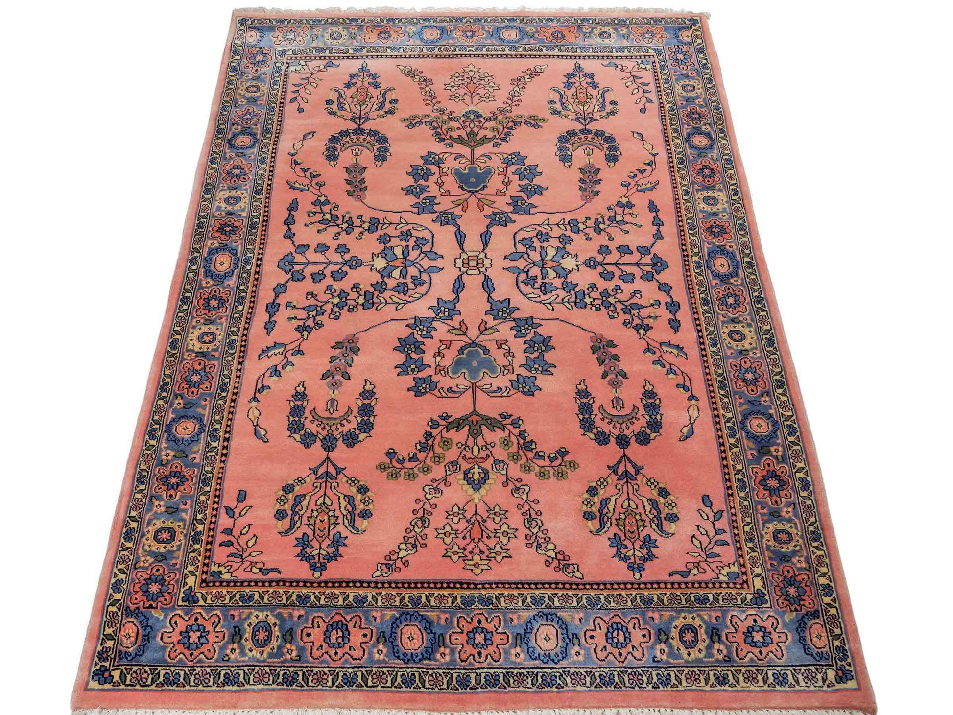 Handgeknüpfter, indischer Orientteppich mit Sarough Design von Khademi aus Wolle, rot. 178x126 cm. Verkauf durch Jupiter Intl.