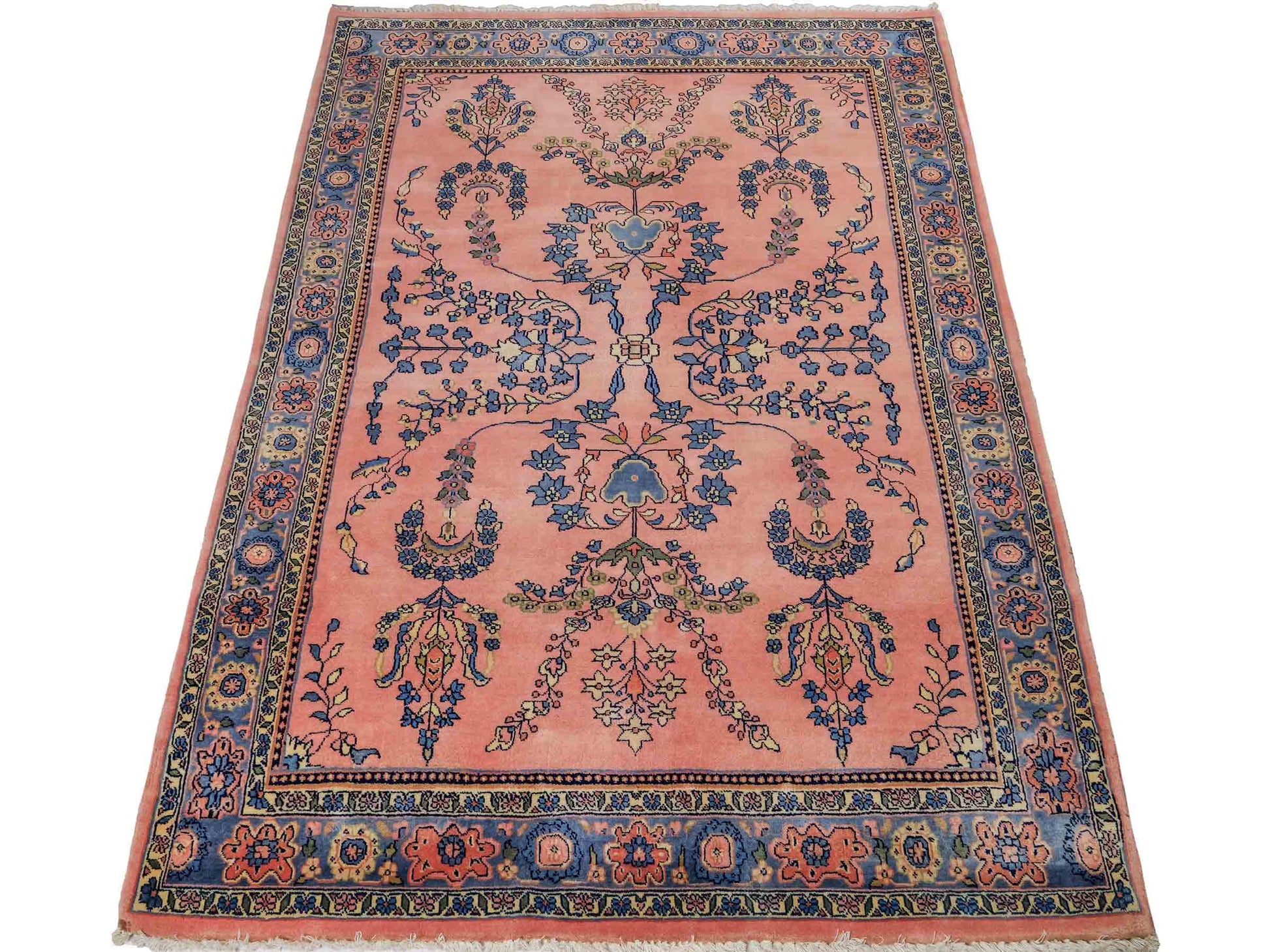 Handgeknüpfter, indischer Orientteppich mit Sarough Design von Khademi aus Wolle, rot. 178x126 cm. Verkauf durch Jupiter Intl.