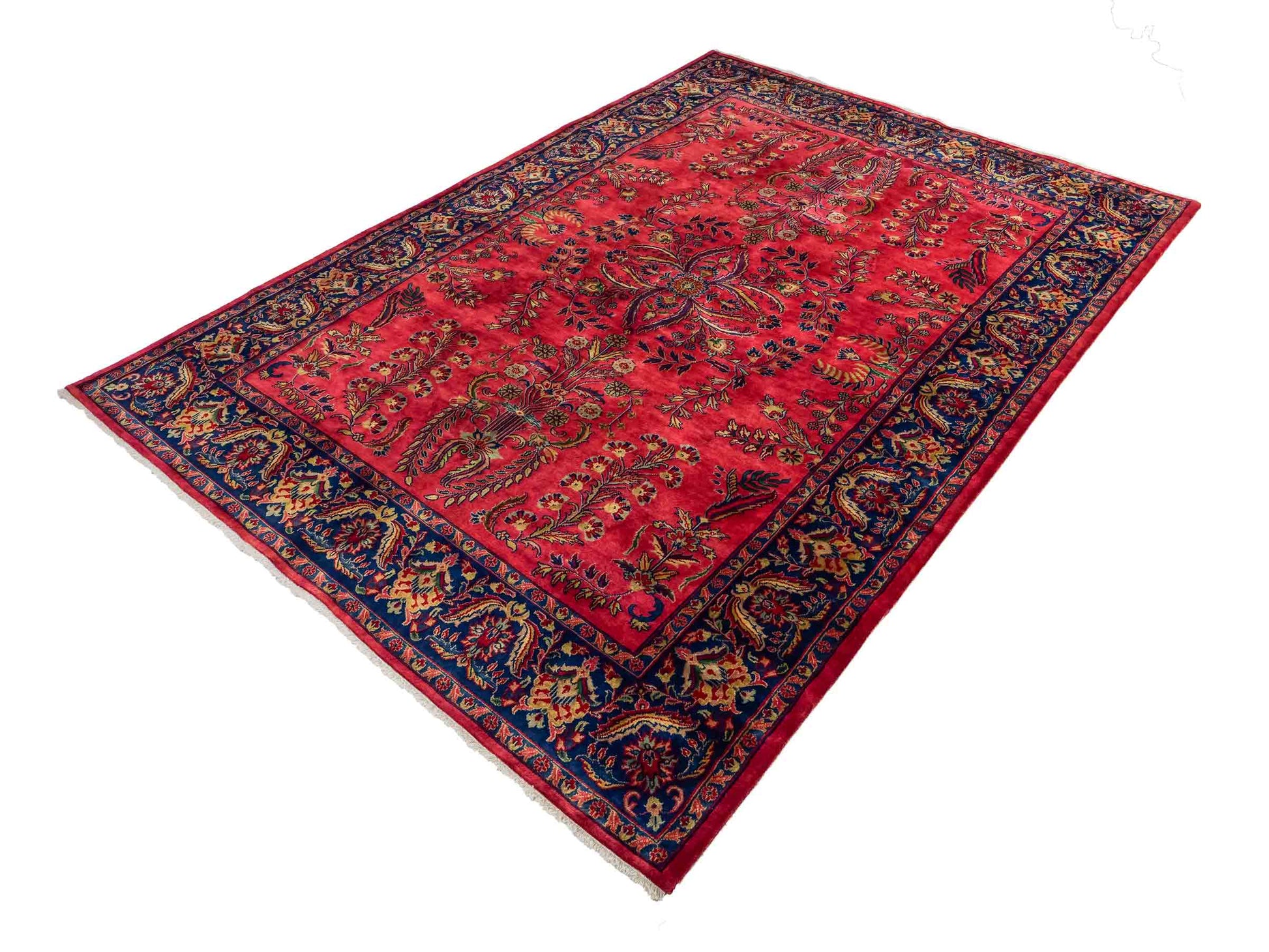 Handgeknüpfter indischer Orientteppich mit Sarough Design von Khademi aus Wolle, rot. 237x170 cm. Verkauf durch Jupiter Intl.