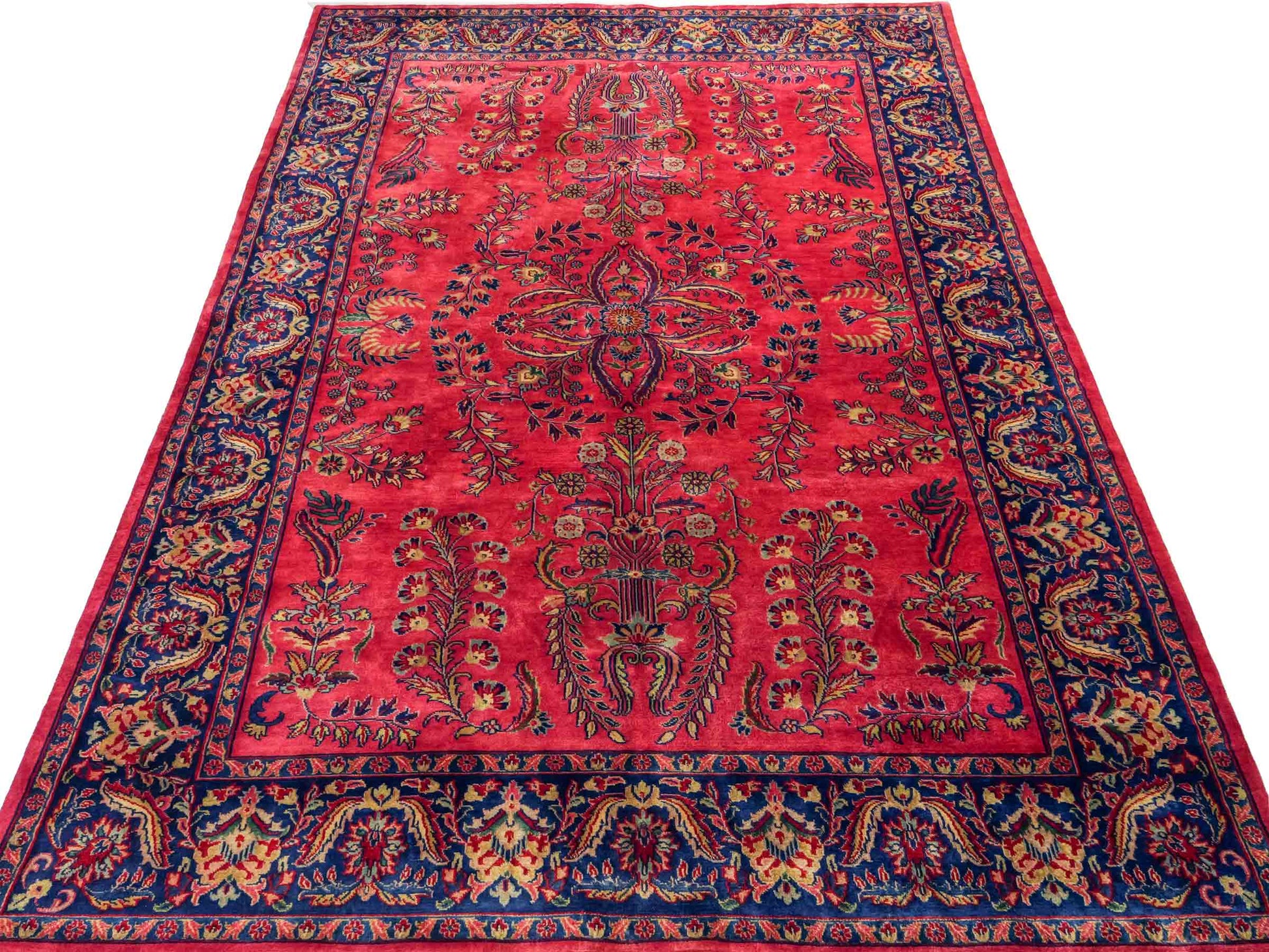 Handgeknüpfter indischer Orientteppich mit Sarough Design von Khademi aus Wolle, rot. 237x170 cm. Verkauf durch Jupiter Intl.