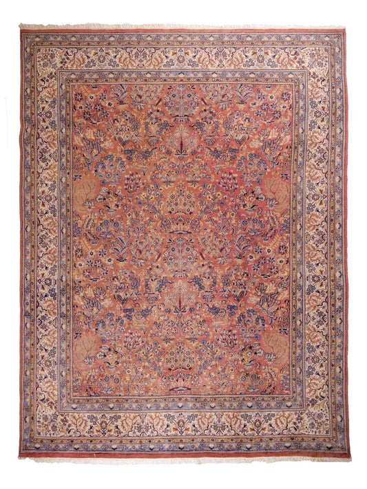 Sehr feiner, handgeknüpfter Indo Sarough Orientteppich aus Wolle von Khademi. Farbe: Rot, cremeweiß, blau. Größe: 295 x 240 cm. Vertrieb durch JUPITER Intl.