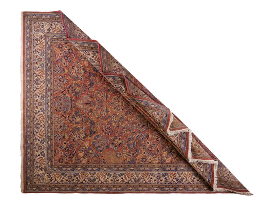 Sehr feiner, handgeknüpfter Indo Sarough Orientteppich aus Wolle von Khademi. Farbe: Rot, cremeweiß, blau. Größe: 295 x 240 cm. Vertrieb durch JUPITER Intl.