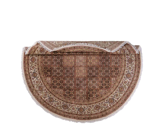 Sehr feiner, runder, handgeknüpfter Khademi Indo Täbriz Mahi aus Wolle, beige, braun und creme. 256x246 cm. Vertrieb durch Jupiter Intl.