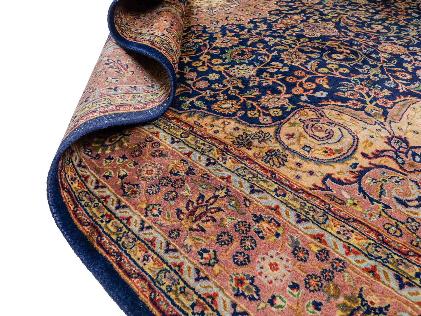 Feiner, handgeknüpfter Indo Täbriz Orientteppich aus Wolle von Khademi. Größe: 290 x 200 cm. Farbe: Blau, beige, braun. Verkauf durch JUPITER Intl.