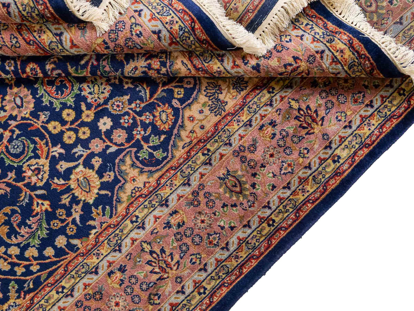 Feiner, handgeknüpfter Indo Täbriz Orientteppich aus Wolle von Khademi. Größe: 290 x 200 cm. Farbe: Blau, beige, braun. Verkauf durch JUPITER Intl.