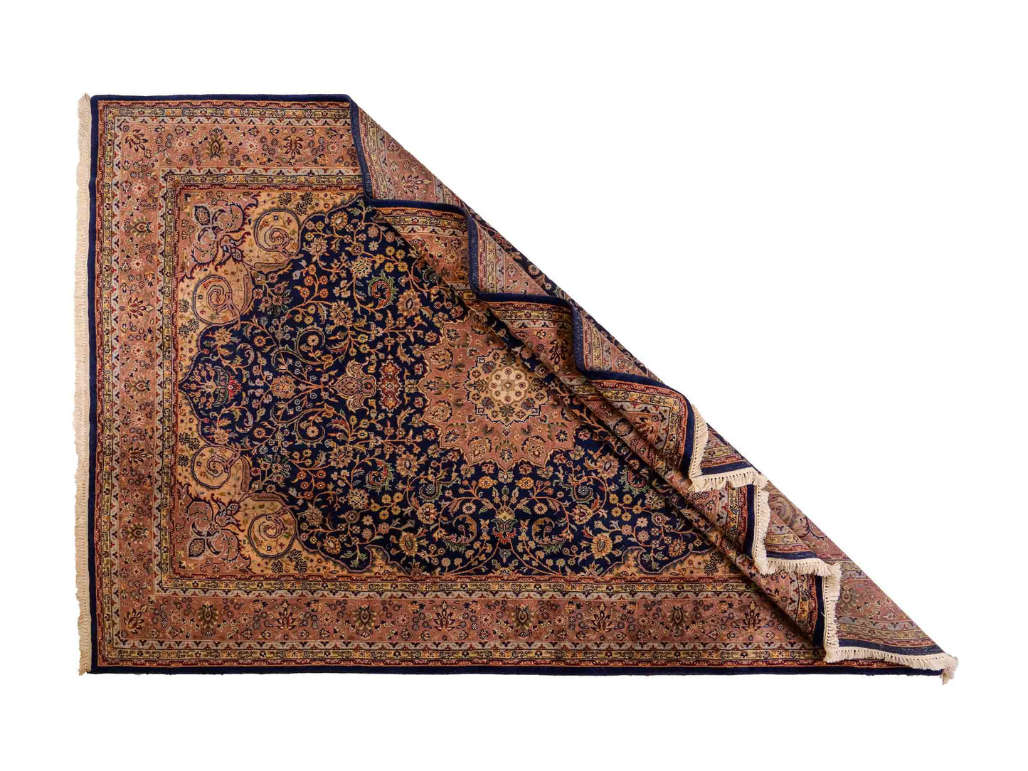 Feiner, handgeknüpfter Indo Täbriz Orientteppich aus Wolle von Khademi. Größe: 290 x 200 cm. Farbe: Blau, beige, braun. Verkauf durch JUPITER Intl.