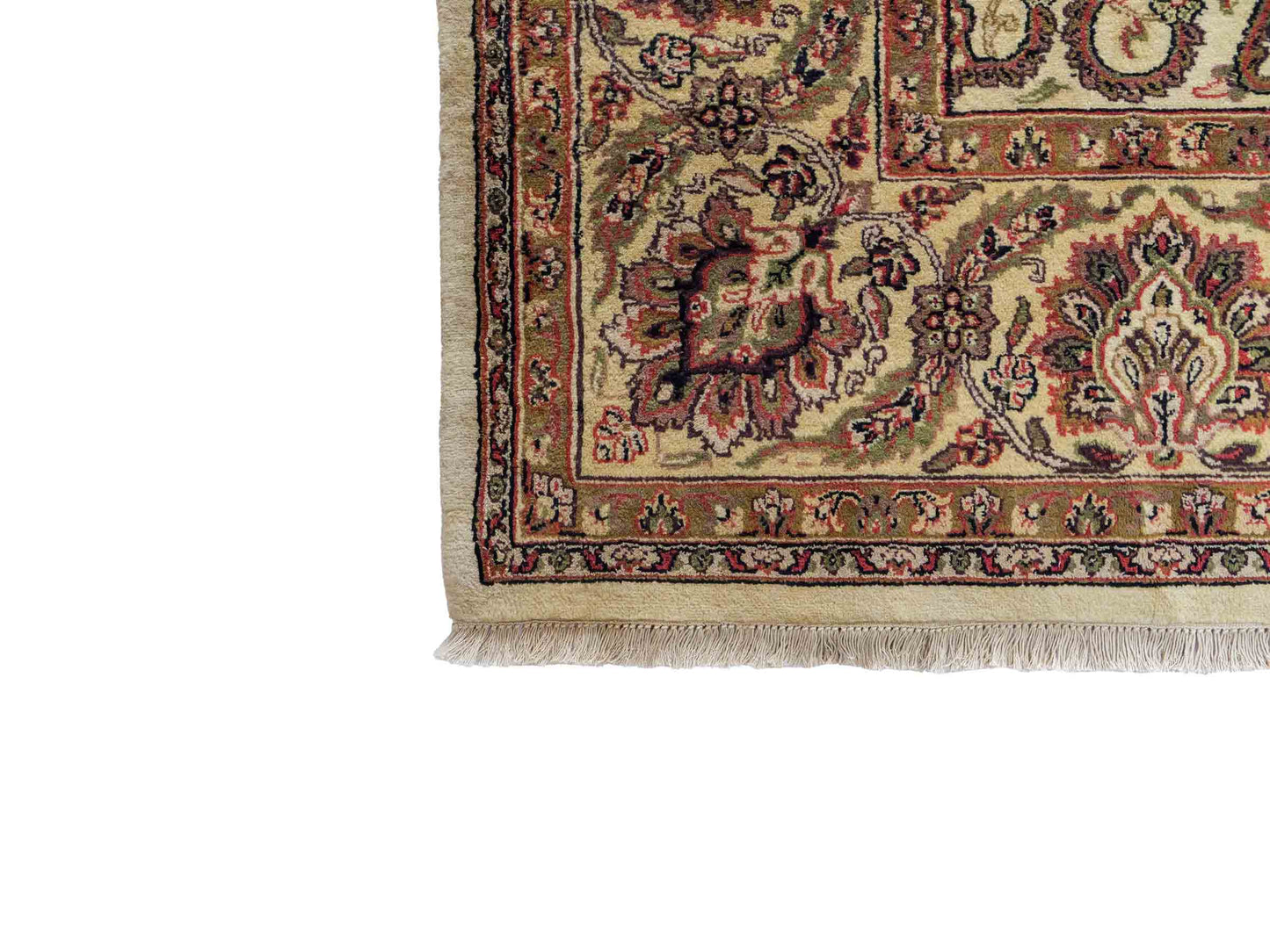 Feiner, handgeknüpfter Indo Täbriz Orientteppich aus Wolle von Khademi. Größe: 301 x 245 cm. Farbe: Cremeweiß, beige. Verkauf durch JUPITER Intl.