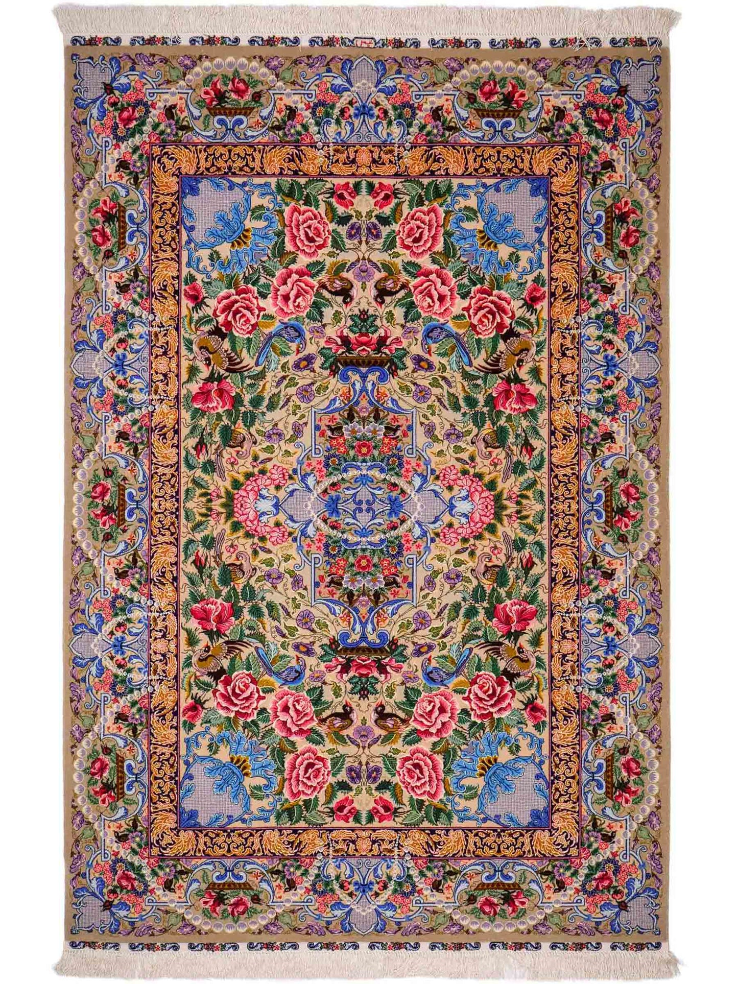 Sehr feiner, handgeknüpfter Khademi Orientteppich mit Isfahan Design aus Wolle und Seide, grau. 190x123 cm. Vertrieb durch Jupiter Intl.