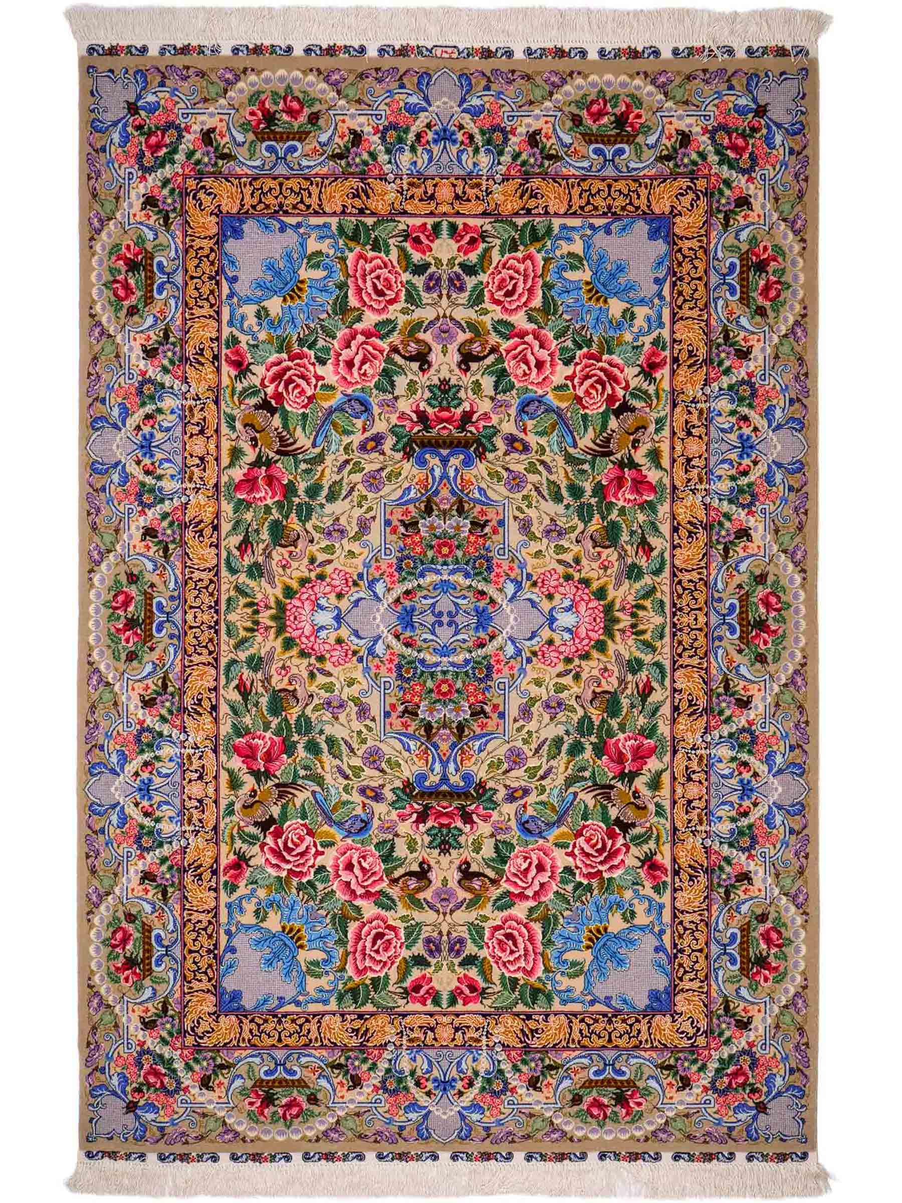 Sehr feiner, handgeknüpfter Khademi Orientteppich mit Isfahan Design aus Wolle und Seide, grau. 190x123 cm. Vertrieb durch Jupiter Intl.