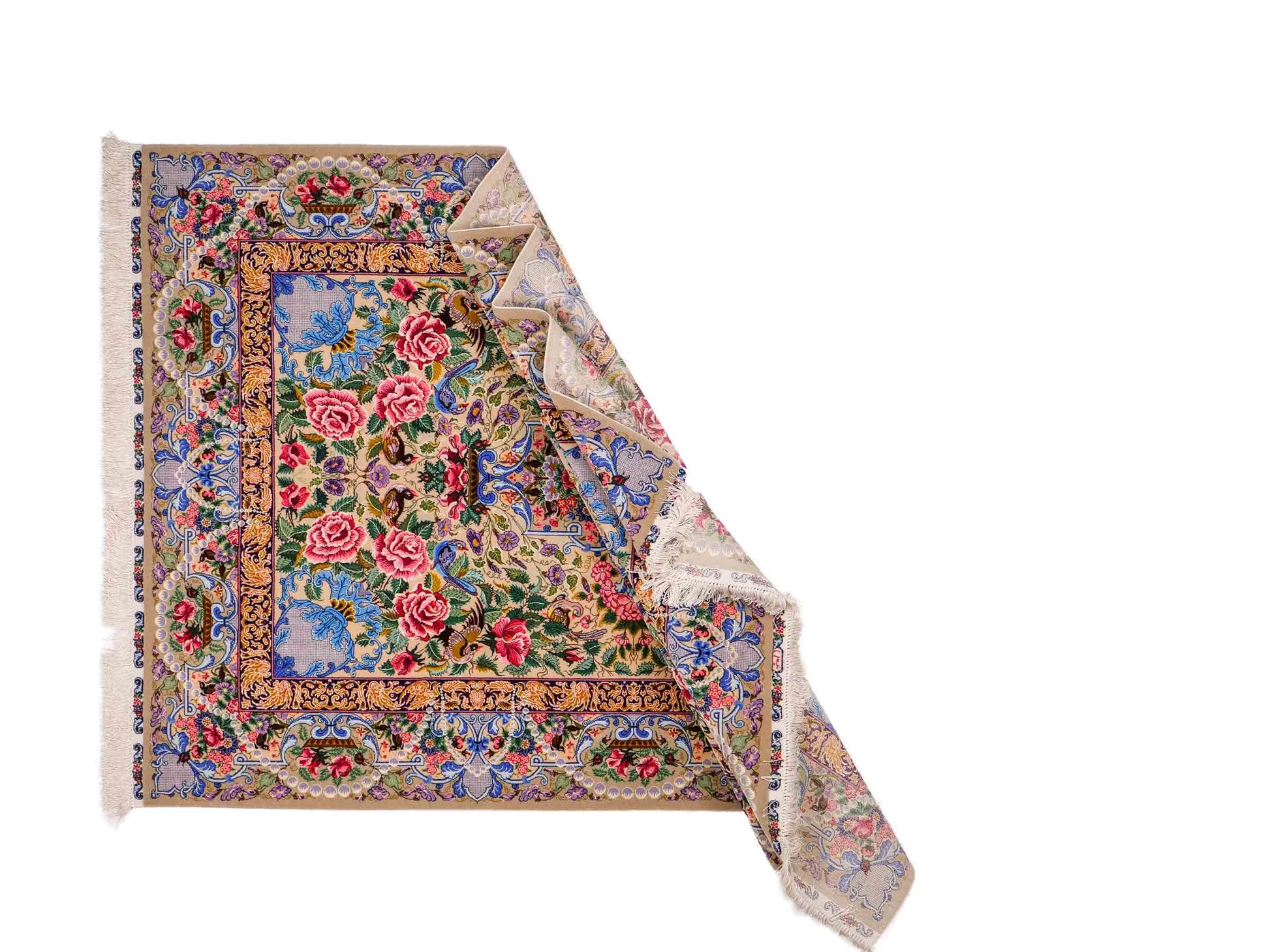Sehr feiner, handgeknüpfter Khademi Orientteppich mit Isfahan Design aus Wolle und Seide, grau. 190x123 cm. Vertrieb durch Jupiter Intl.