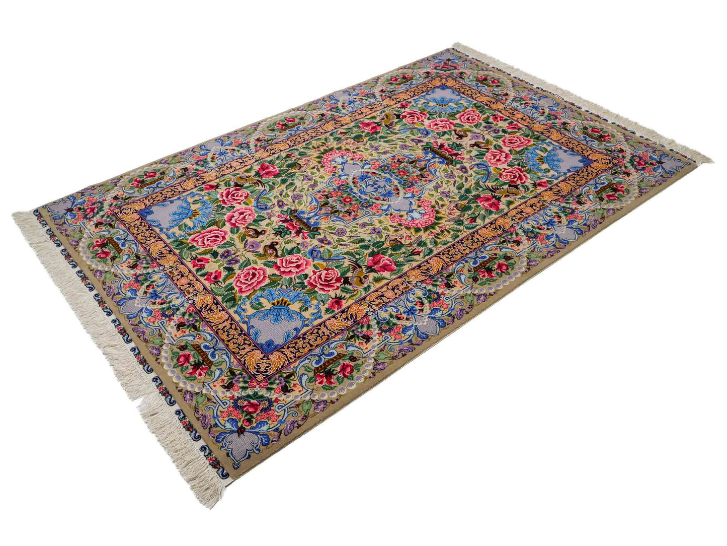 Sehr feiner, handgeknüpfter Khademi Orientteppich mit Isfahan Design aus Wolle und Seide, grau. 190x123 cm. Vertrieb durch Jupiter Intl.
