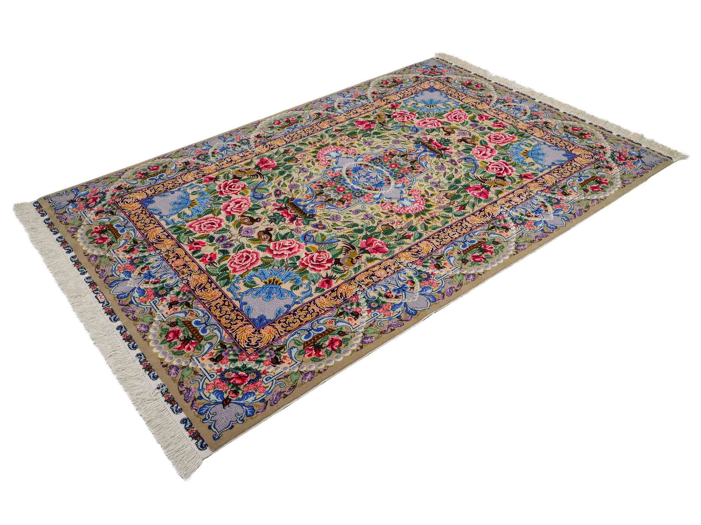 Sehr feiner, handgeknüpfter Khademi Orientteppich mit Isfahan Design aus Wolle und Seide, grau. 190x123 cm. Vertrieb durch Jupiter Intl.